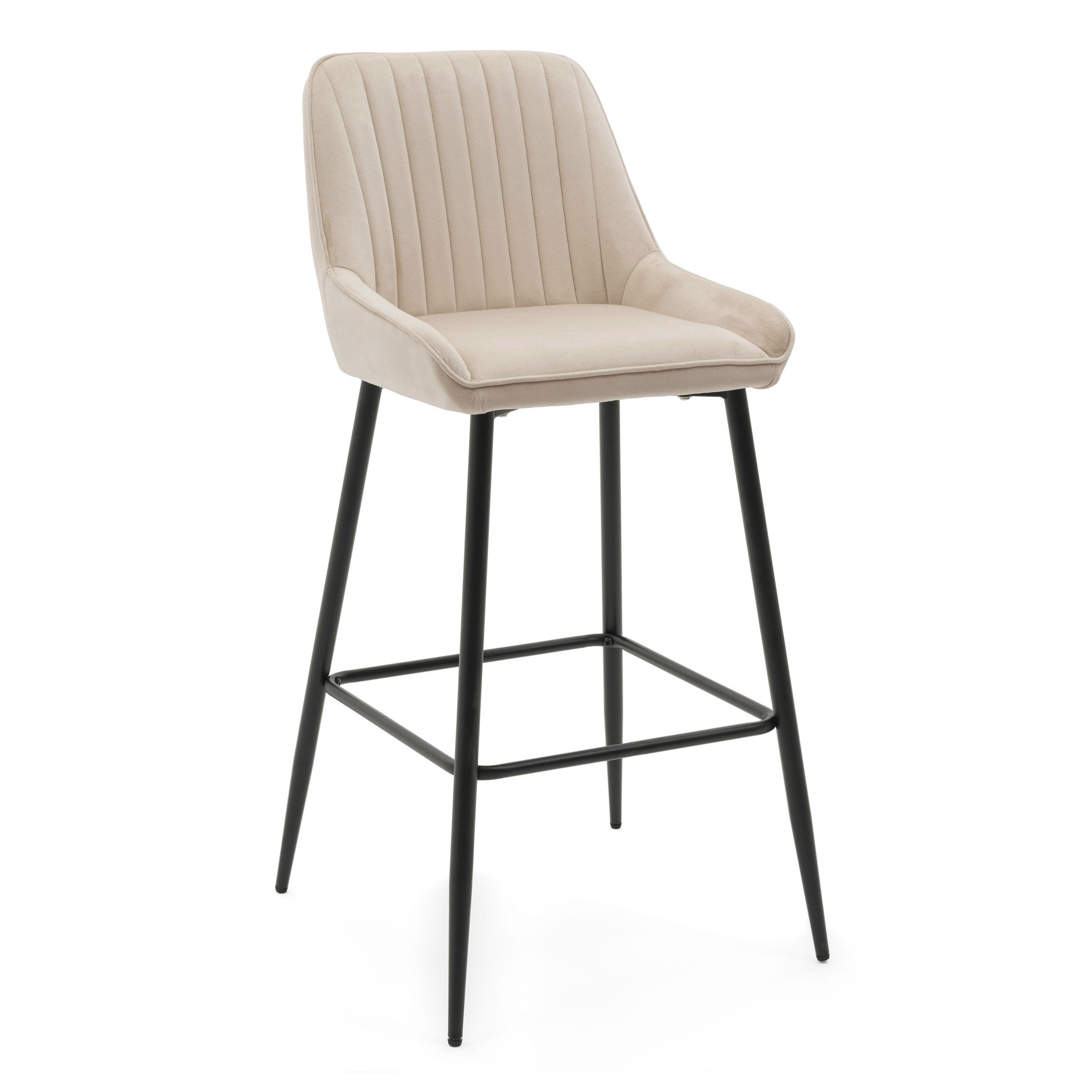 Hoker tapicerowany welurowy do salonu jadalni barowy PASSO beżowy