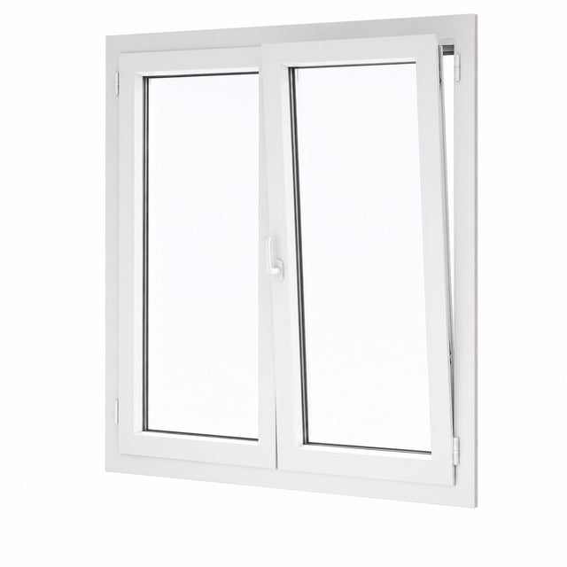 Fenêtre PVC 2 vantaux H 75 x L 120 cm OB pour pose en neuf avec poignée