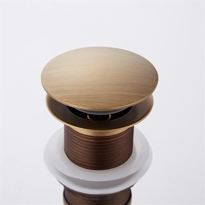 Pop-up Rétro Lavabo Bonde Bonde Clic-clac Bonde sans trop-plein en laiton bronzé Robinet de Vidange Universel pour Lavabo Siphon sans - 4