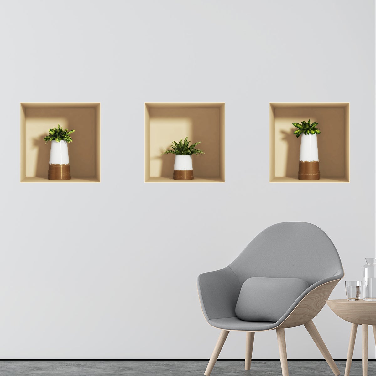 Adesivo effetto 3D piante decorative - Sticker adesivo - adesivi murali - 30x90cm - 2