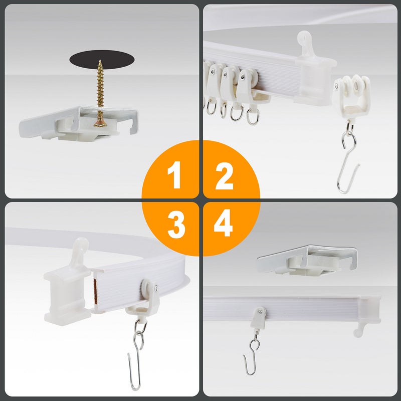 Kit de Rail de Rideau Plafond Pliable, 5M Rail de Rideau Flexible avec 40 Crochet pour Maison Chambre Fenêtre Salle de bain Bureau - 4
