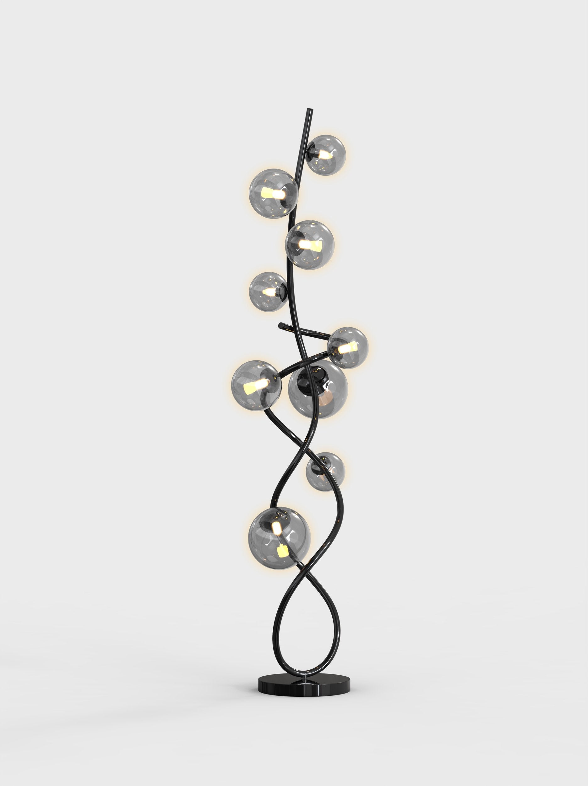 Lampadaire G9 NANCY noir chrome/verre fumé H140cm - 2