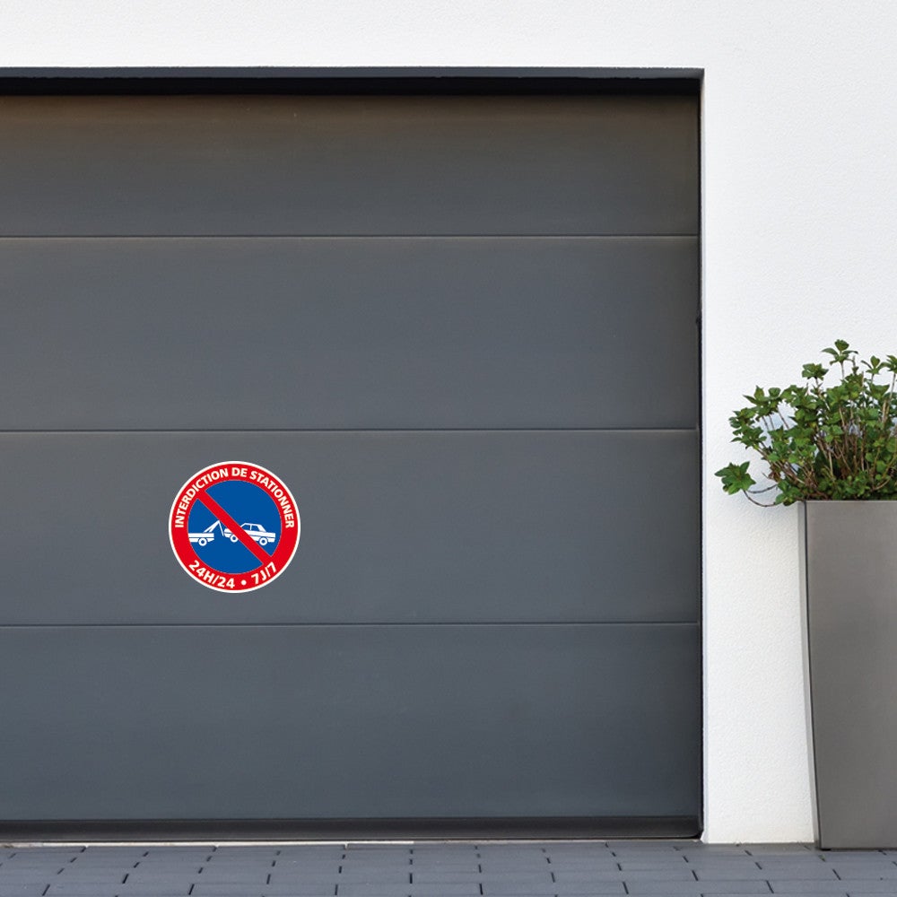 Panneau signalisation interdiction de stationner 24H/24 7J/7 mise en fourrière, Diamètre Ø 240 mm (24 cm), PVC - 2