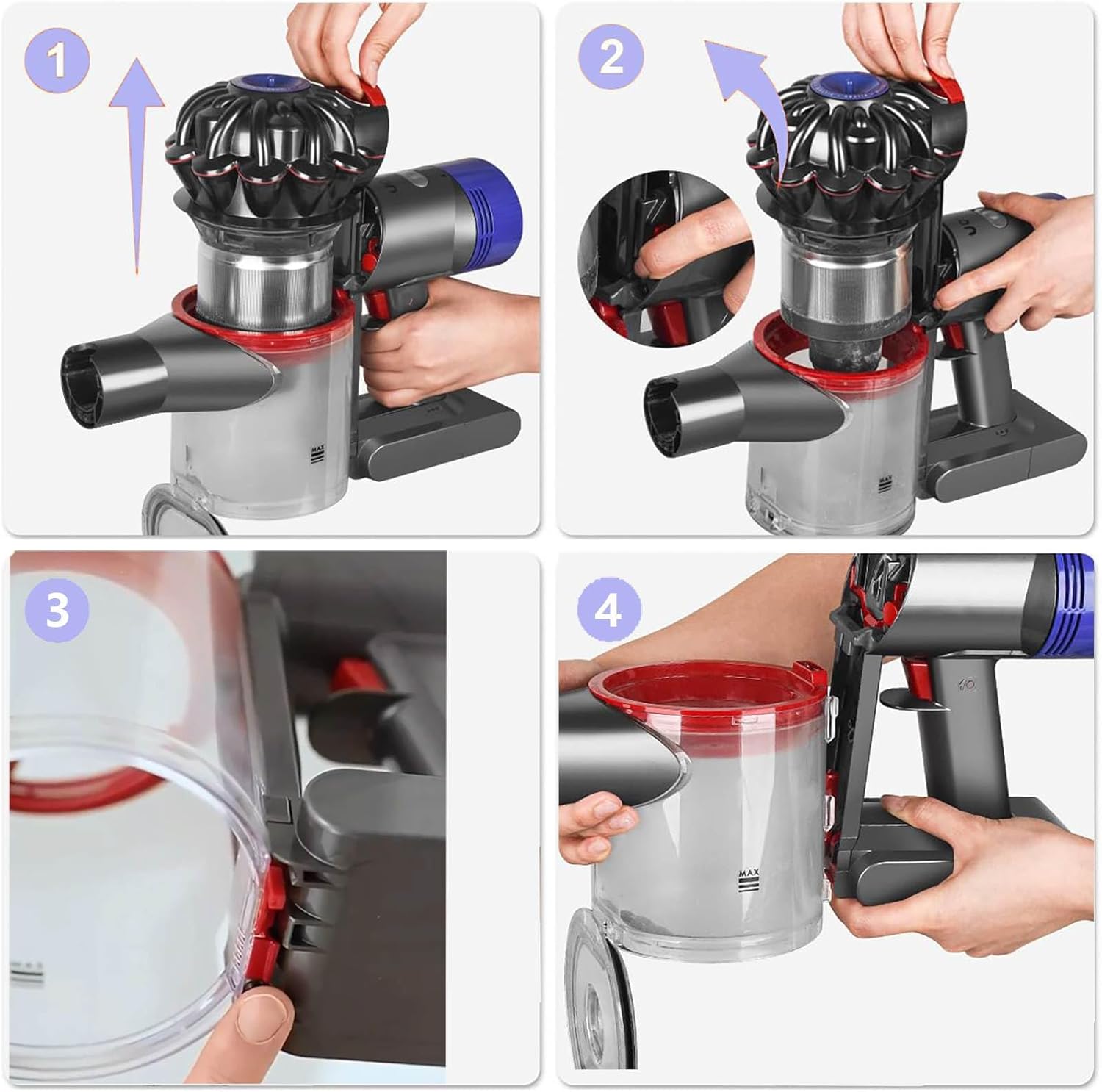 Bac à Poussière Compatible Dyson V7 V8 SV10 SV11 – Réservoir Collecteur Pièces Détachées Aspirateur - 5