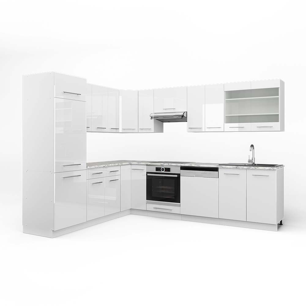 Cuisine en angle Fame-Line, 160 x 60 cm sans plan de travail, Bordeaux