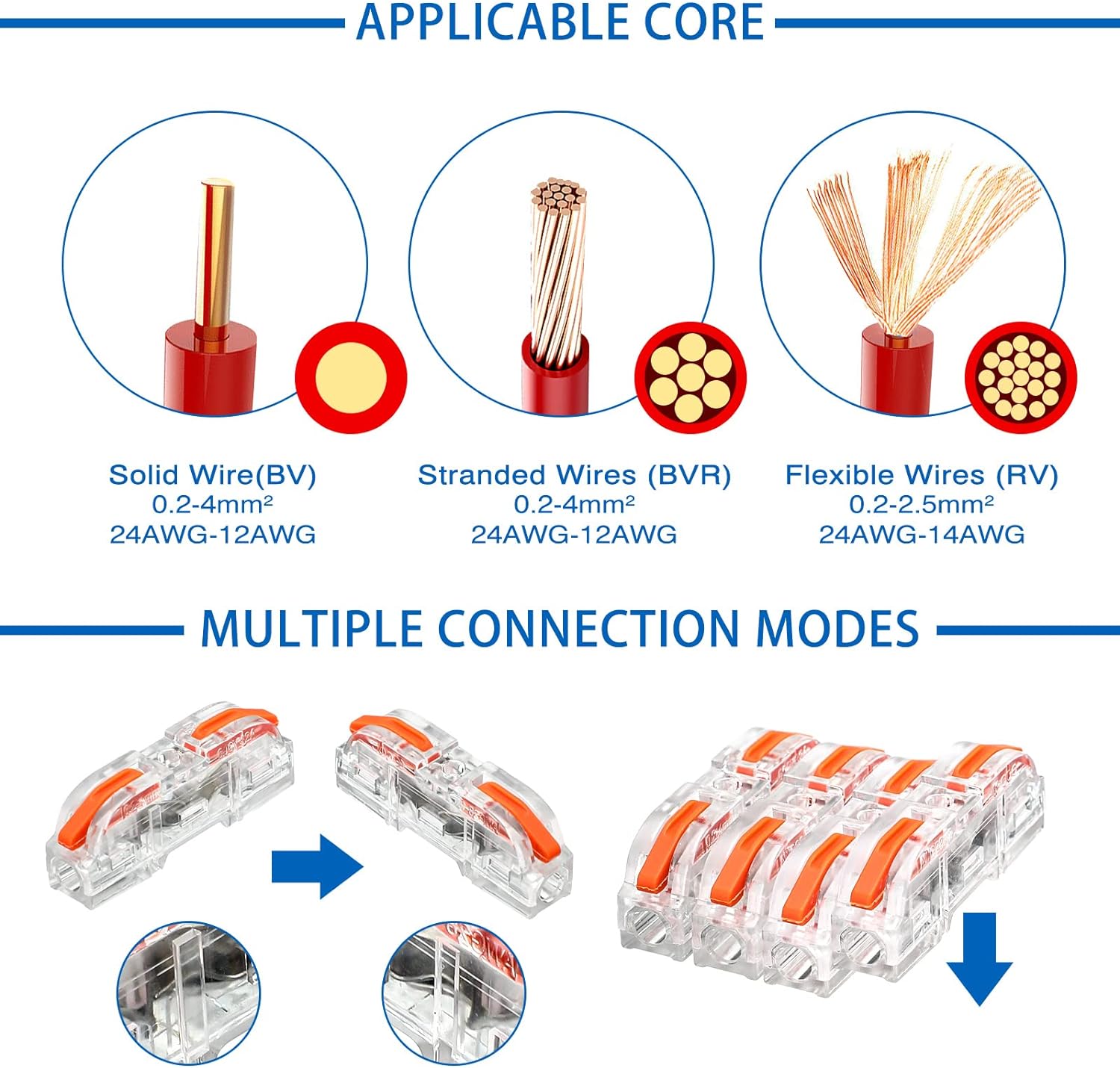 Connecteur de fil à levier 20 pcs pour une connexion rapide de connecteur de fil en ligne 1 à 1 28-12 AWG,borne isolée électrique à épissure compacte - 4
