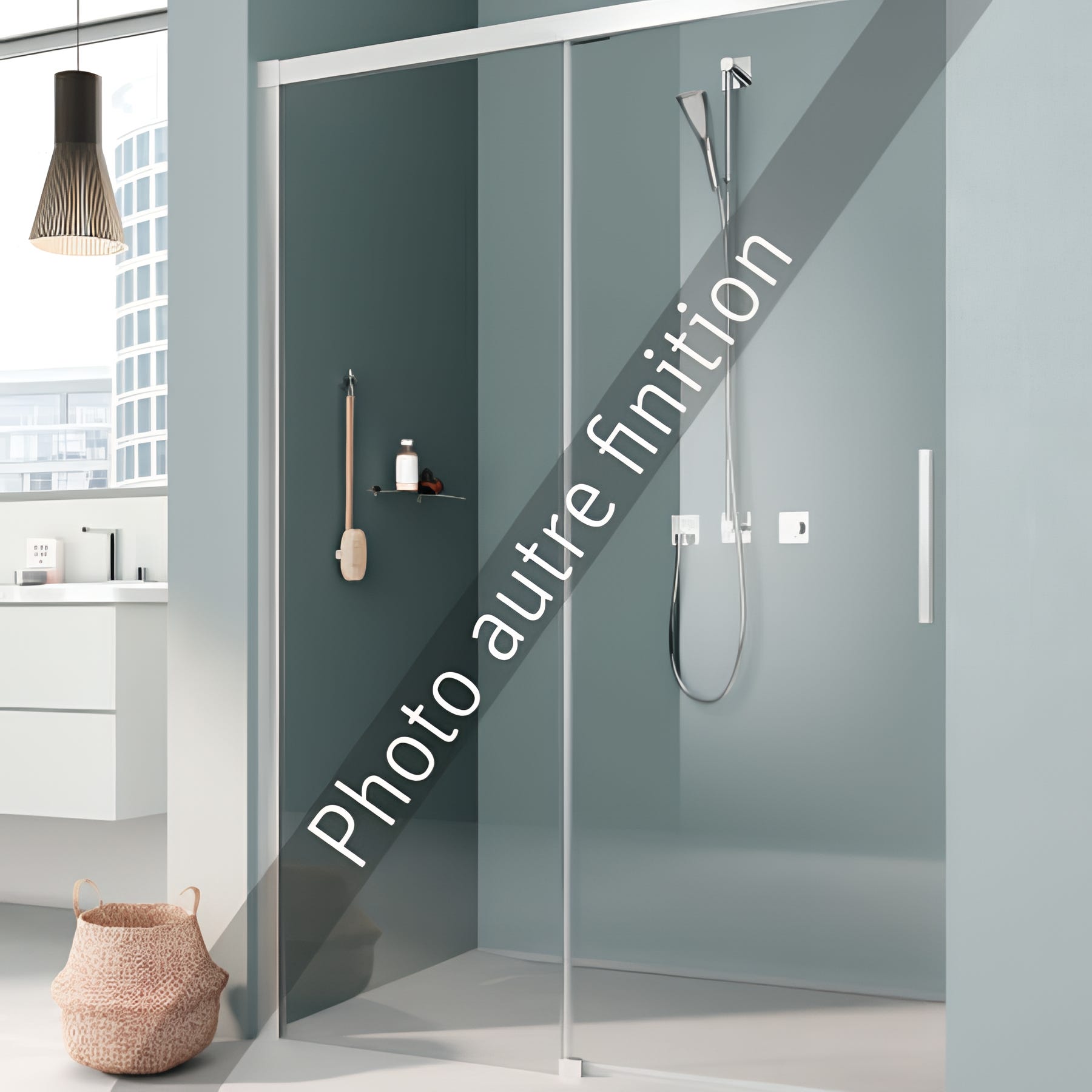 Paroi de douche coulissante largeur 160 cm hauteur 200 cm profilé noir ...