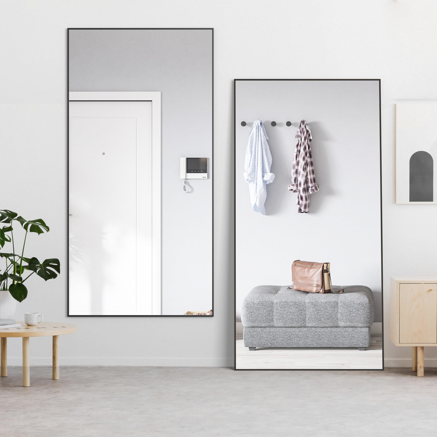 Espejo rectangular, 180 x 80 cm, espejo de cuerpo entero, espejo de pie, espejo de tocador, espejo de pared con marco de aluminio, color negro - 3