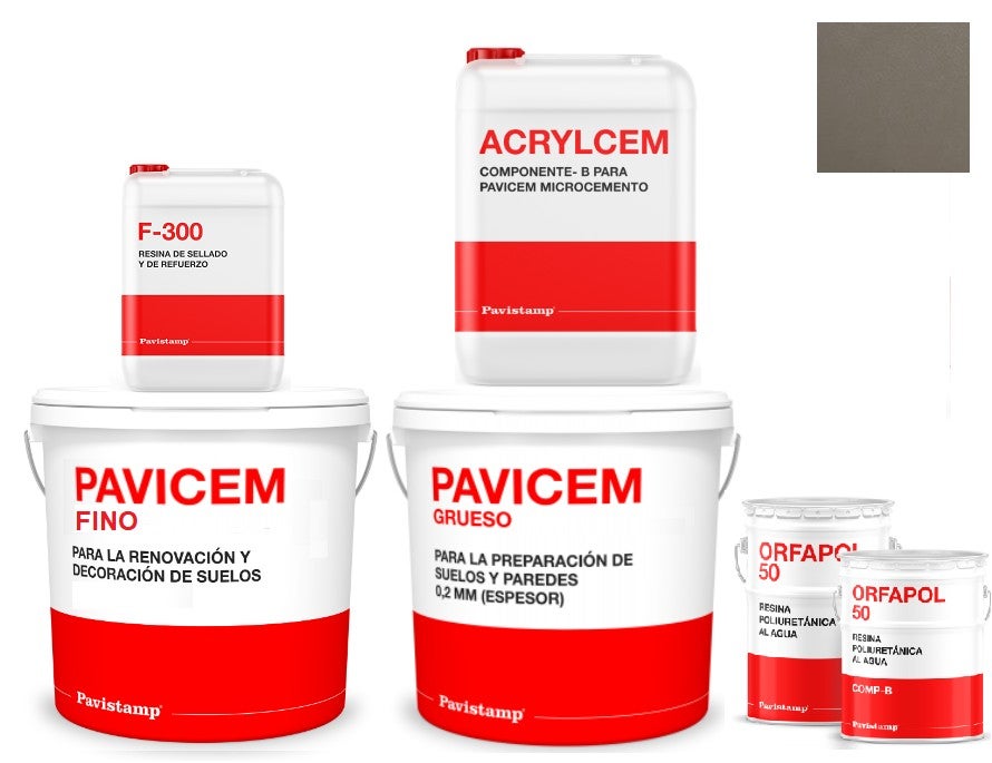 Kit microcemento 8 m2 bicomponente - paredes y suelos cerámica o mortero - polureteno mate-gris 60