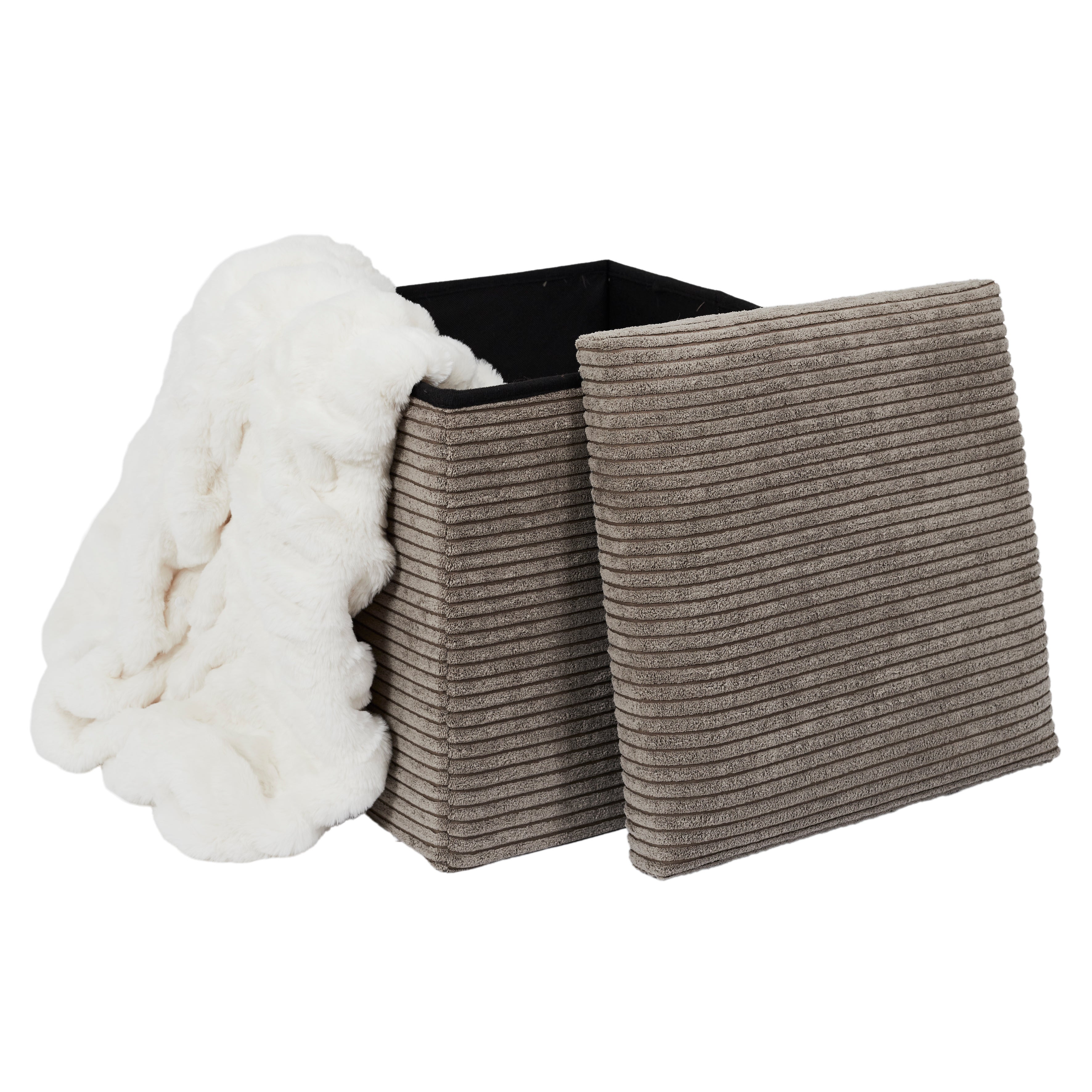 Coffre - Home Deco Factory - Scott - Pliable - Côtelé - Taupe - 4