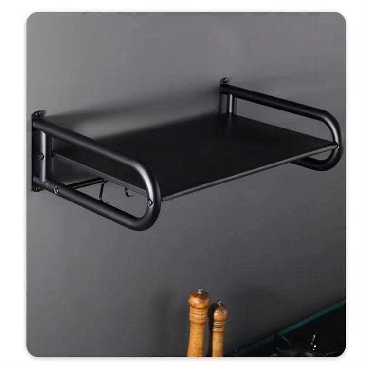 Etagère murale en acier inoxydable pour four à micro-ondes noir, articles de cuisine pratiques(45*36.5cm) - 2