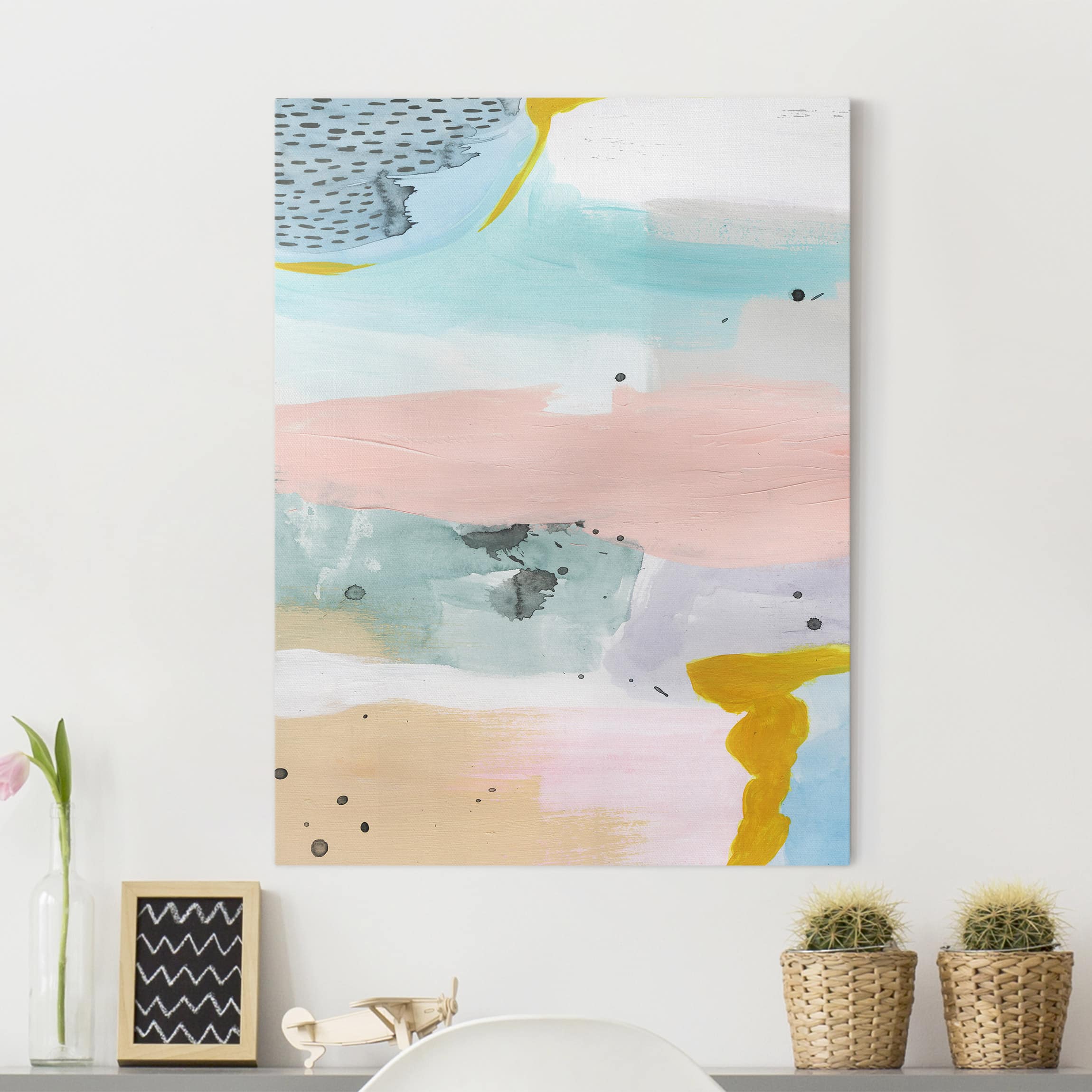 Tableau Abstrait Coloré Impression Sur Toile Intissée - Neuf, Prêt à Accrocher