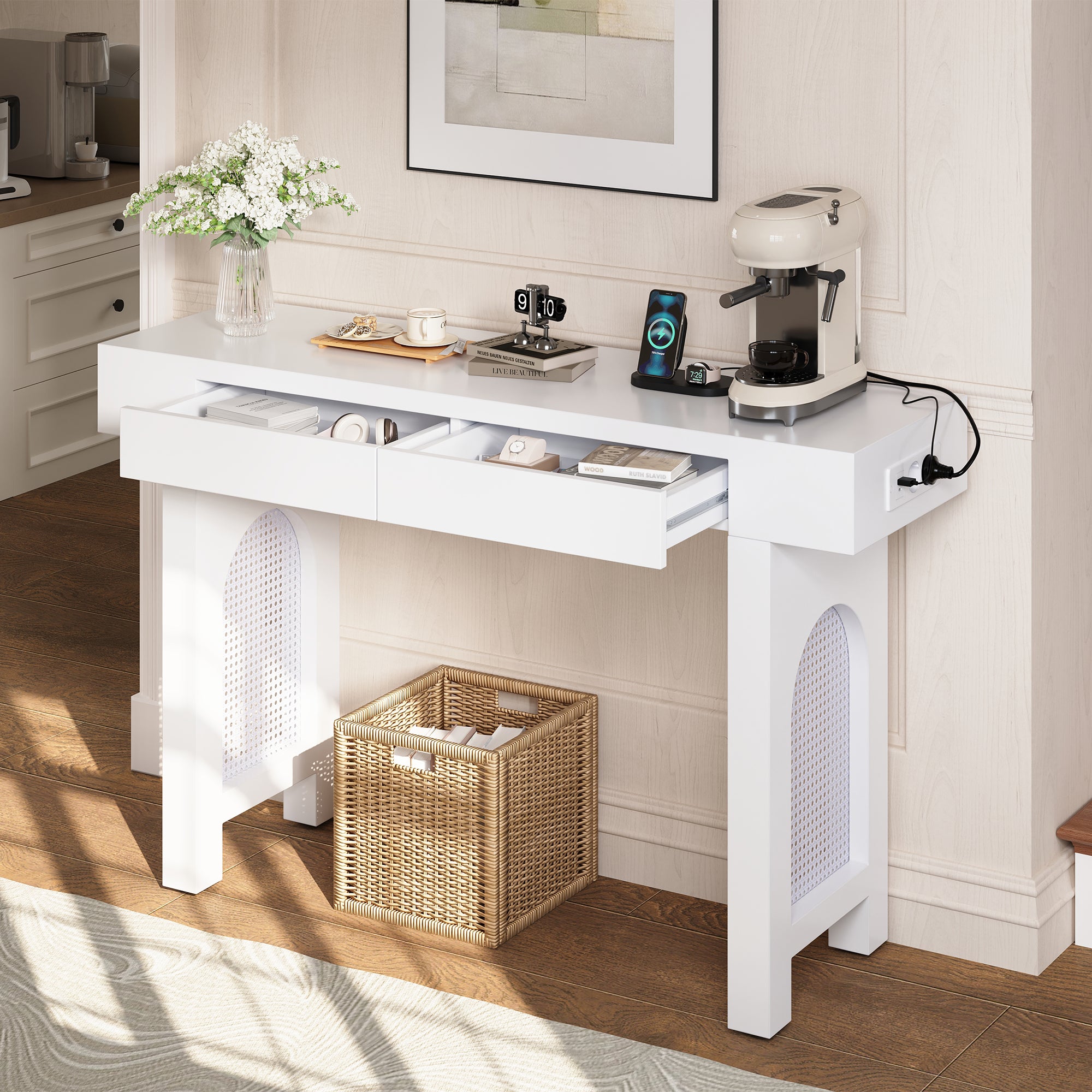 Console élégante avec tiroirs et multiprises pour l'entrée, buffet à ...