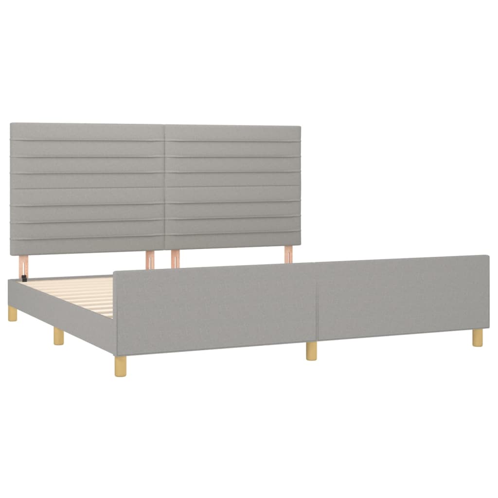 Cadre de lit sans matelas gris clair 200 x 200 cm en tissu - 4