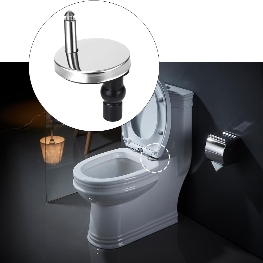 2 PCS de Fixation Abattant WC Clipsable Charnière Rapide avec Vis Caoutchouc Antidérapant - Compatible Lunette Toilettes/Cuvette WC Chute Amortie + Dé - 3