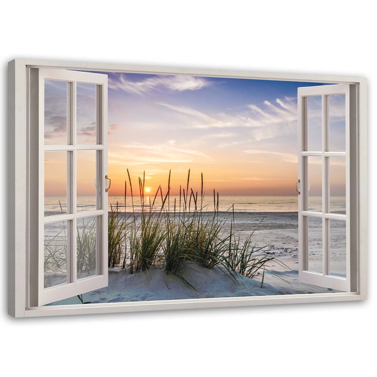 Obraz na płótnie, Widok z okna na plażę 100x70