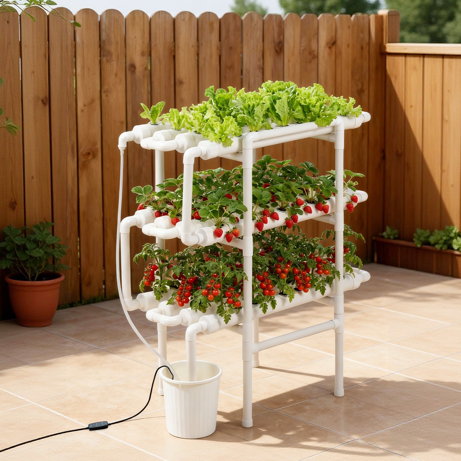 Kit de Culture Hydroponique VEVOR NFT Système Hydroponique à 3 Niveaux avec 108 Emplacements pour Jardin Intérieur Culture de Légumes Fruits Herbes - 8