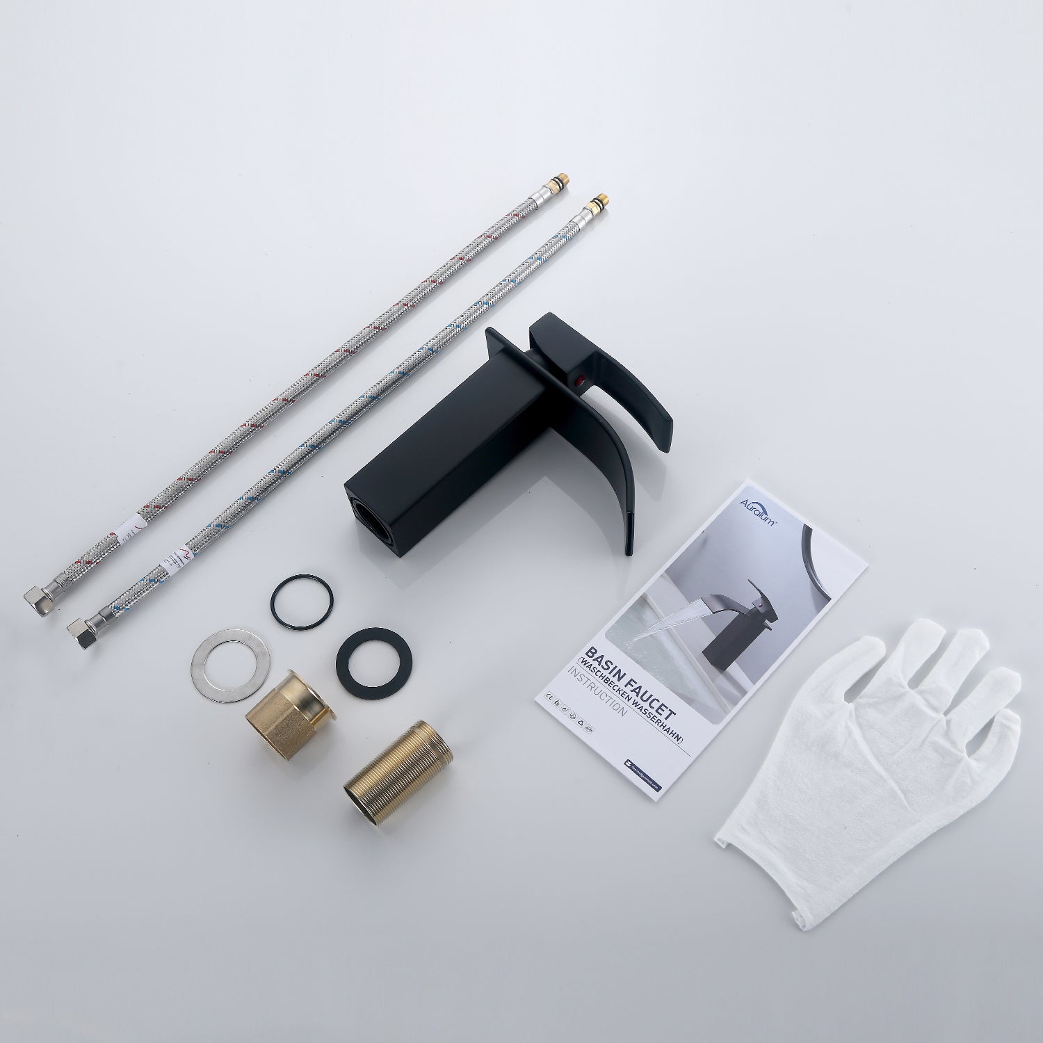 Mitigeur Robinet de Lavabo Cascade Noir Moderne Mitigeur Robinet Salle Bain pour Vasque à Poser Robinetterie Convient pour un Lavabo Encastré - 4