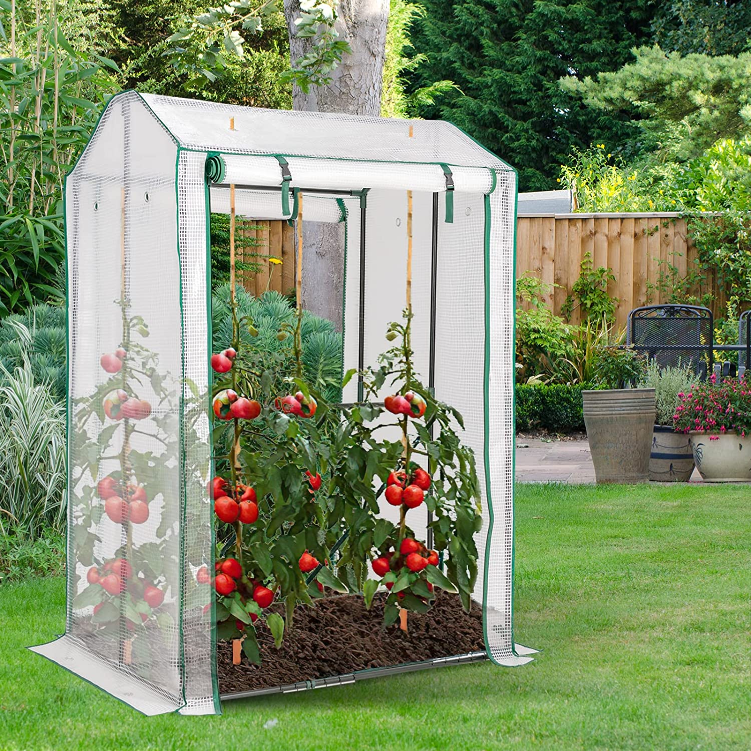 Serre De Jardin Portable 100 Cm X 81 Cm X 150 Cm 2 Portes Enroulement serre-de-jardin-portable-100-cm-x-81-cm-x-150-cm-2-portes-enroulement