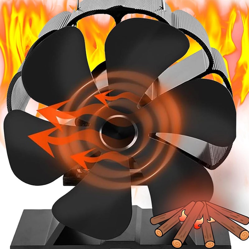 Miniaturowy wentylator z 6 łopatkami, cichy i automatyczny, kompatybilny z piecami i kominkami na drewno, skutecznie rozprowadza ciepło