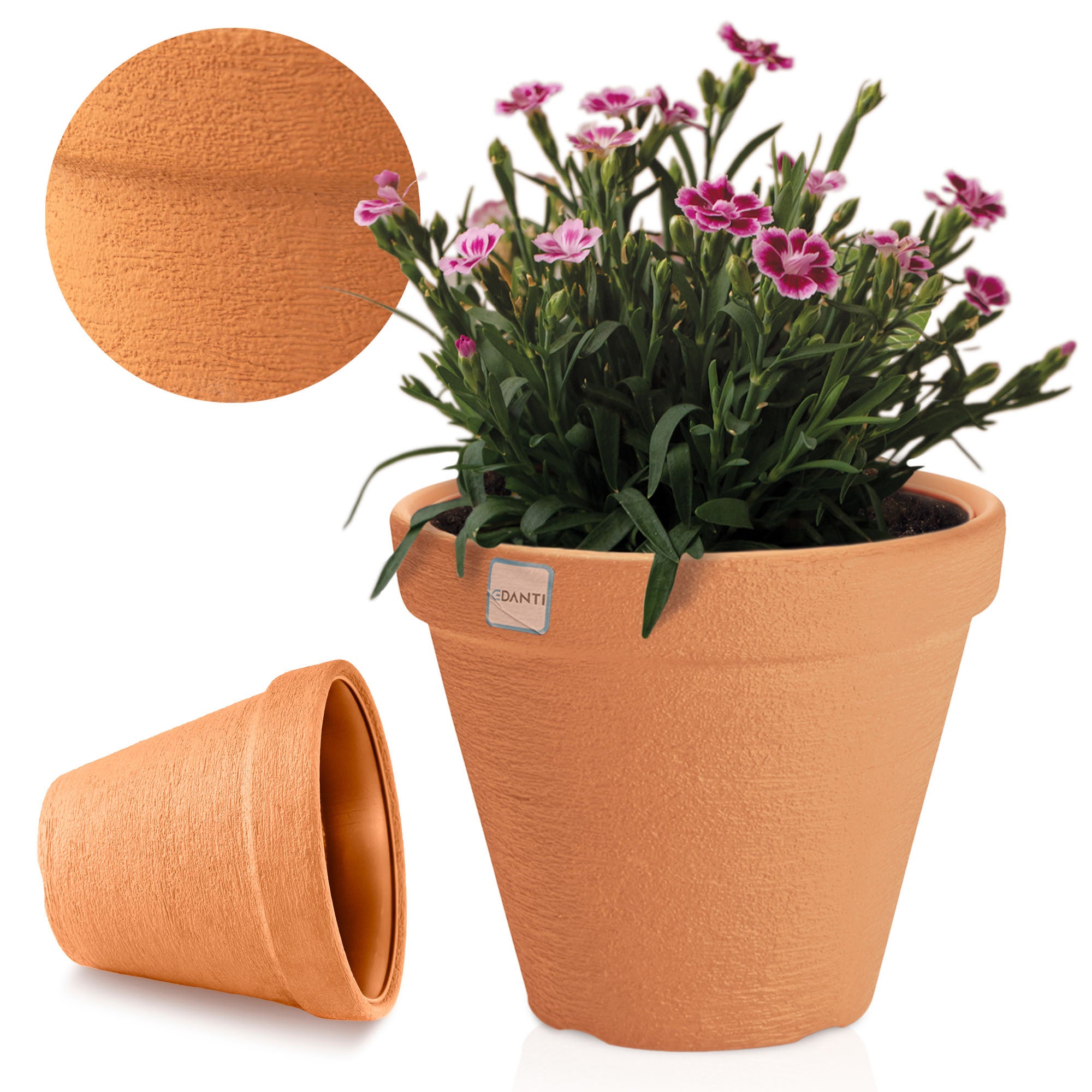 Doniczka Donica Ogrodowa 30 cm Efekt Cegły Okrągła Na Taras Do Ogrodu Domu Pomarańczowa