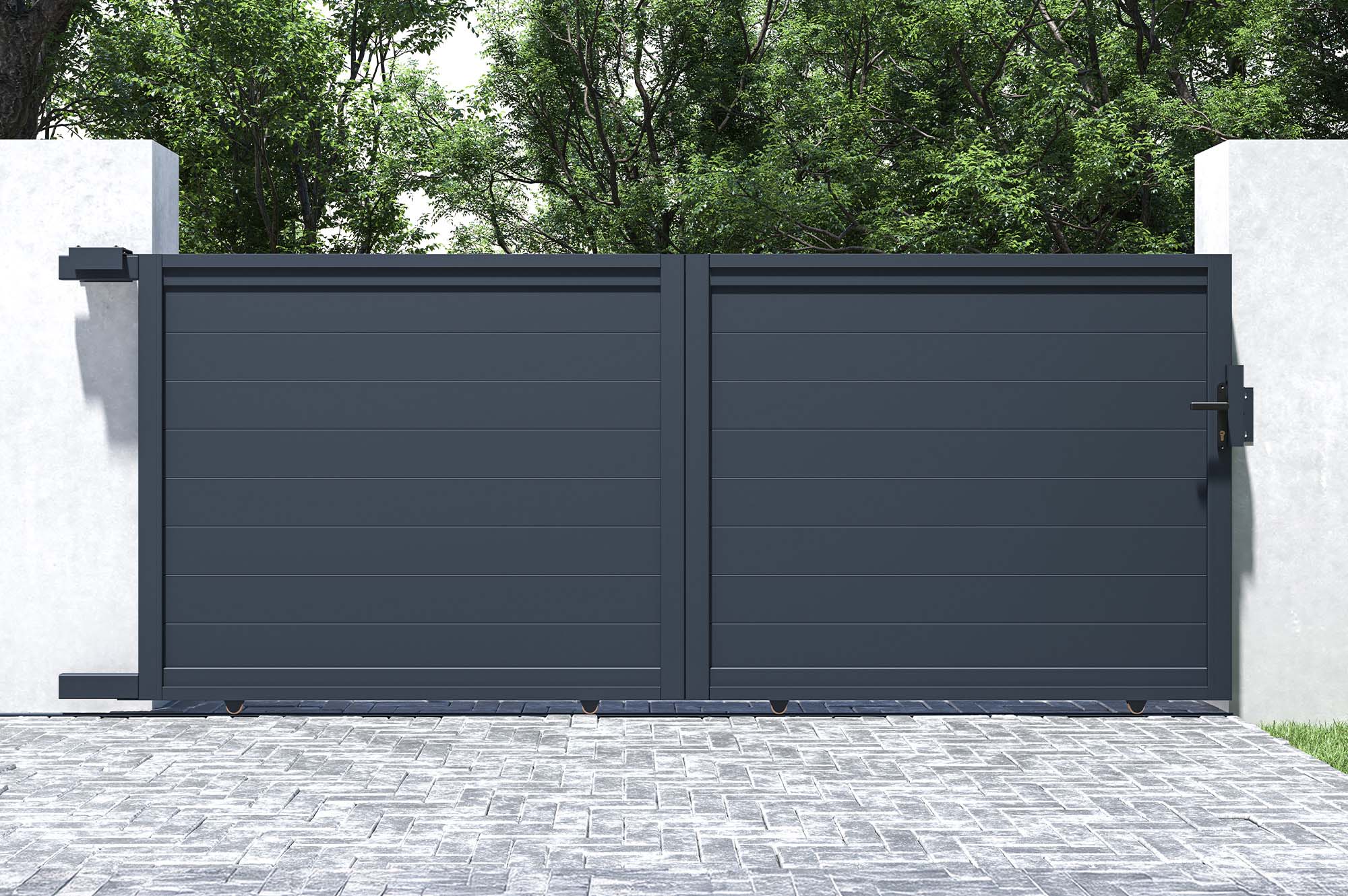 Portail coulissant 3,5m EIGER H.140cm aluminium gris - 8