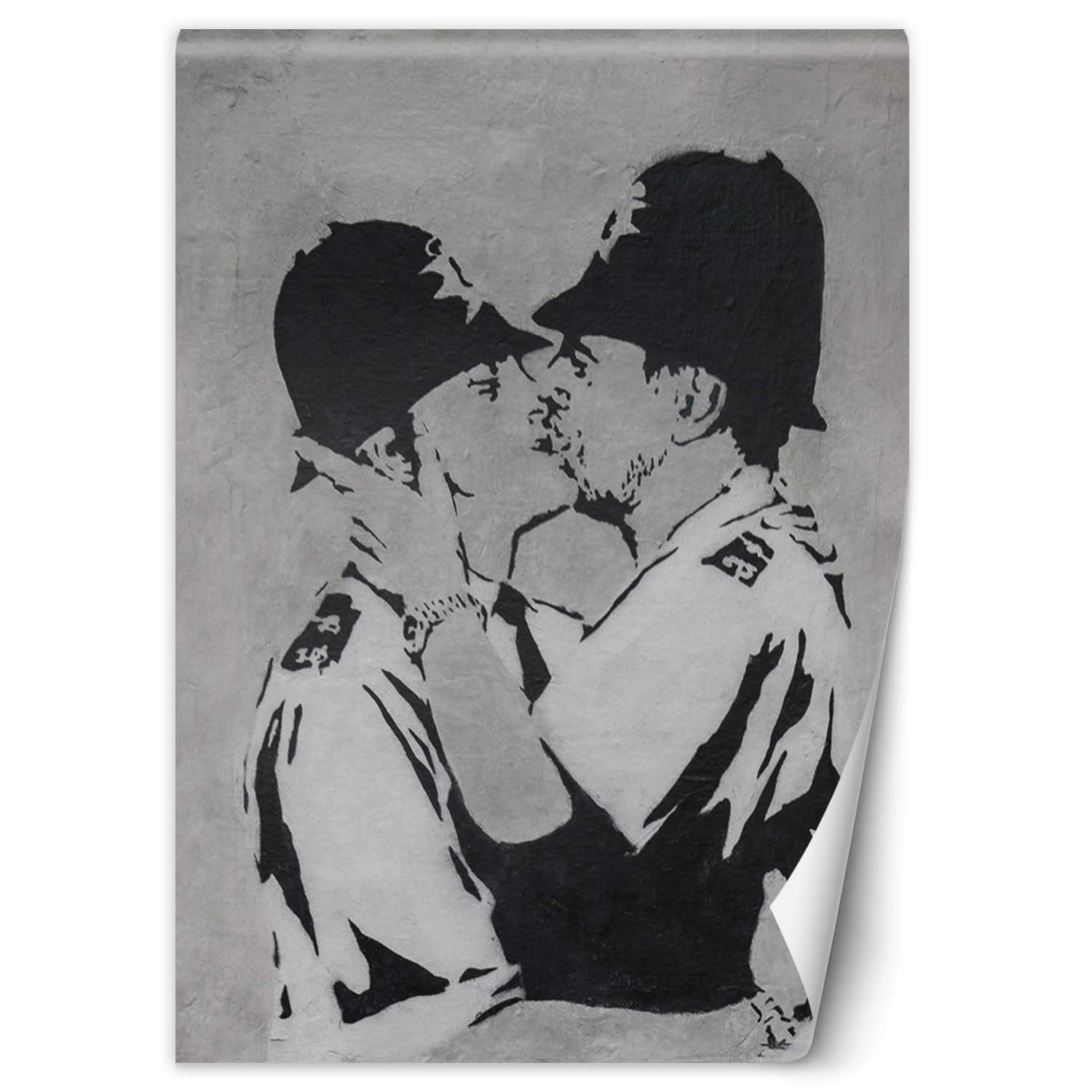 Fototapeta, Całujący się policjanci mural Banksy 100x140