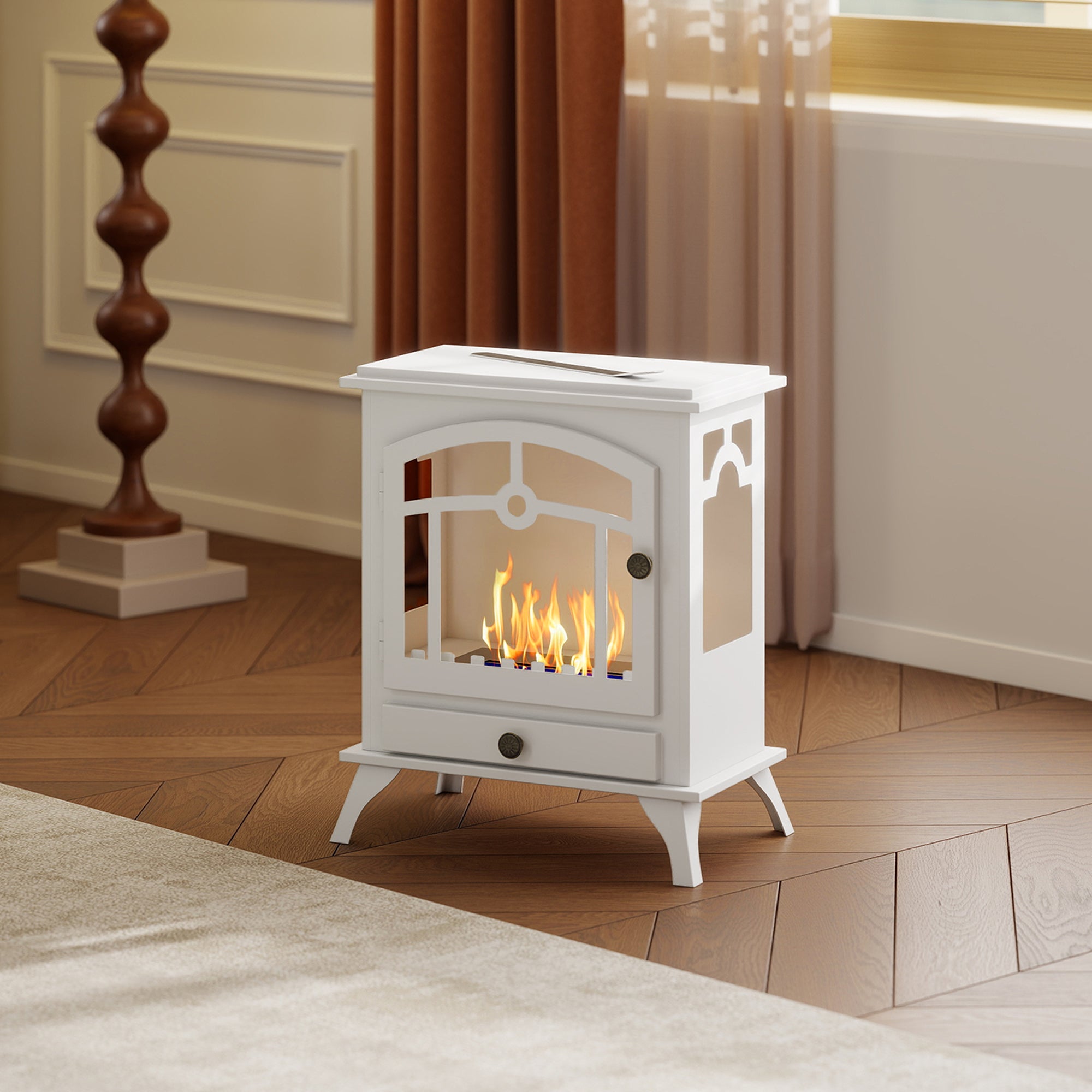 Chimenea de Etanol HOMCOM Acero, Acero Inoxidable Blanco 45x28x54 cm - 3