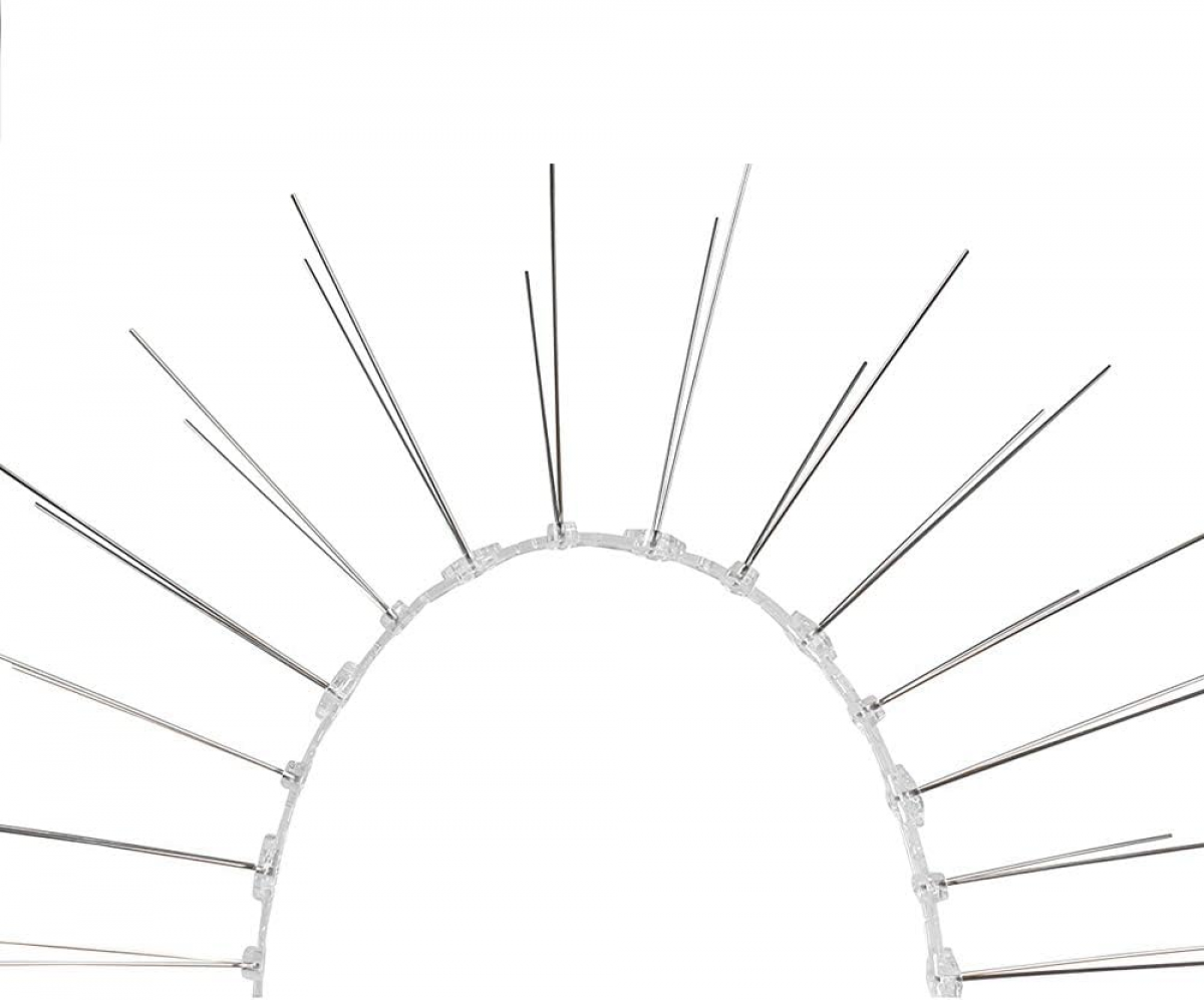 Conjunto de 3 Pontas Anti-Pombo de 25cm em Aço Inoxidável & Base em Plástico Flexível, Pontas Anti-Pássaros, Pardais, Corvos - 3