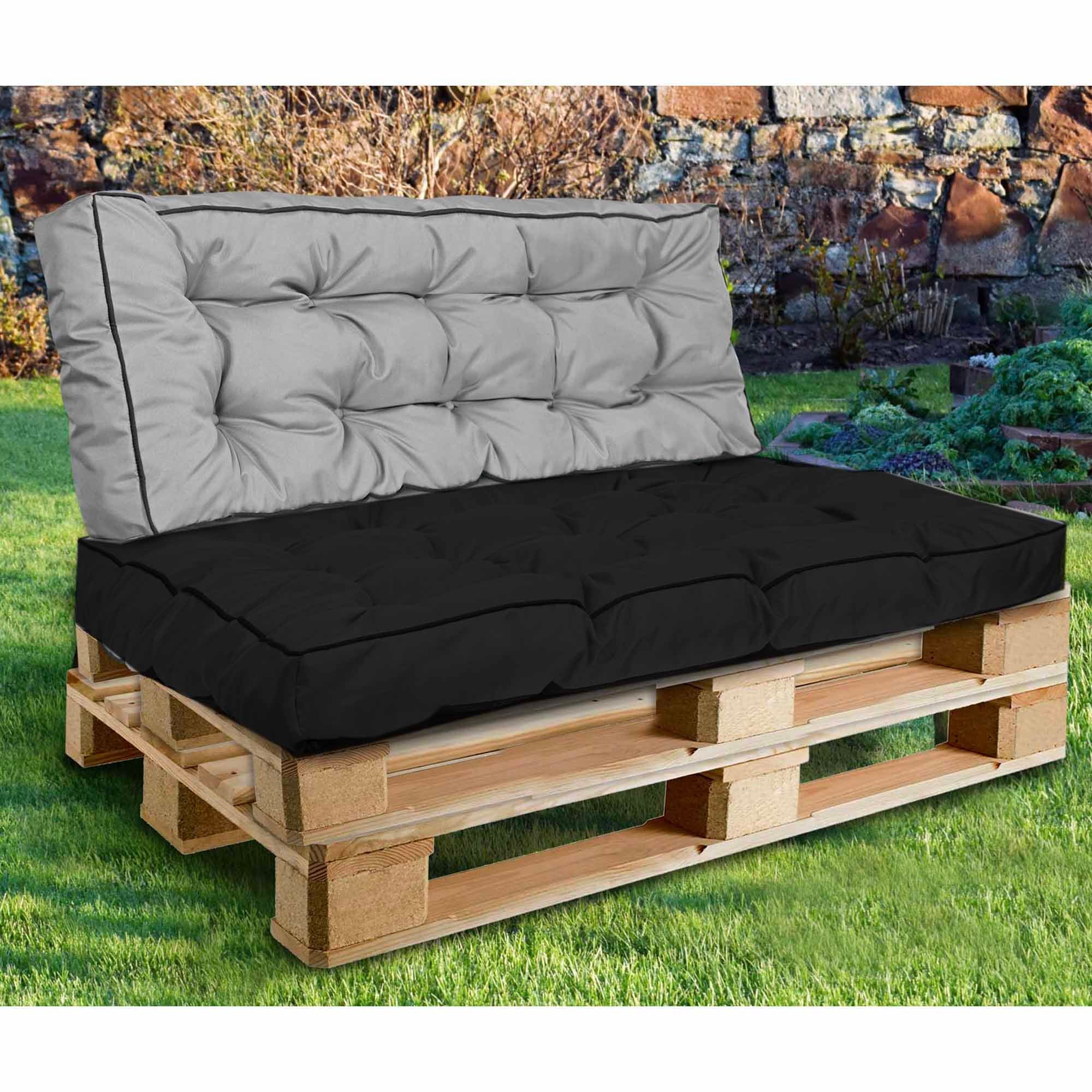 Poduszka Na Meble Z Palet Ławkę Wodoodporna z Troczkami Ogród Huśtawkę Taras Szara 120x40cm - 2