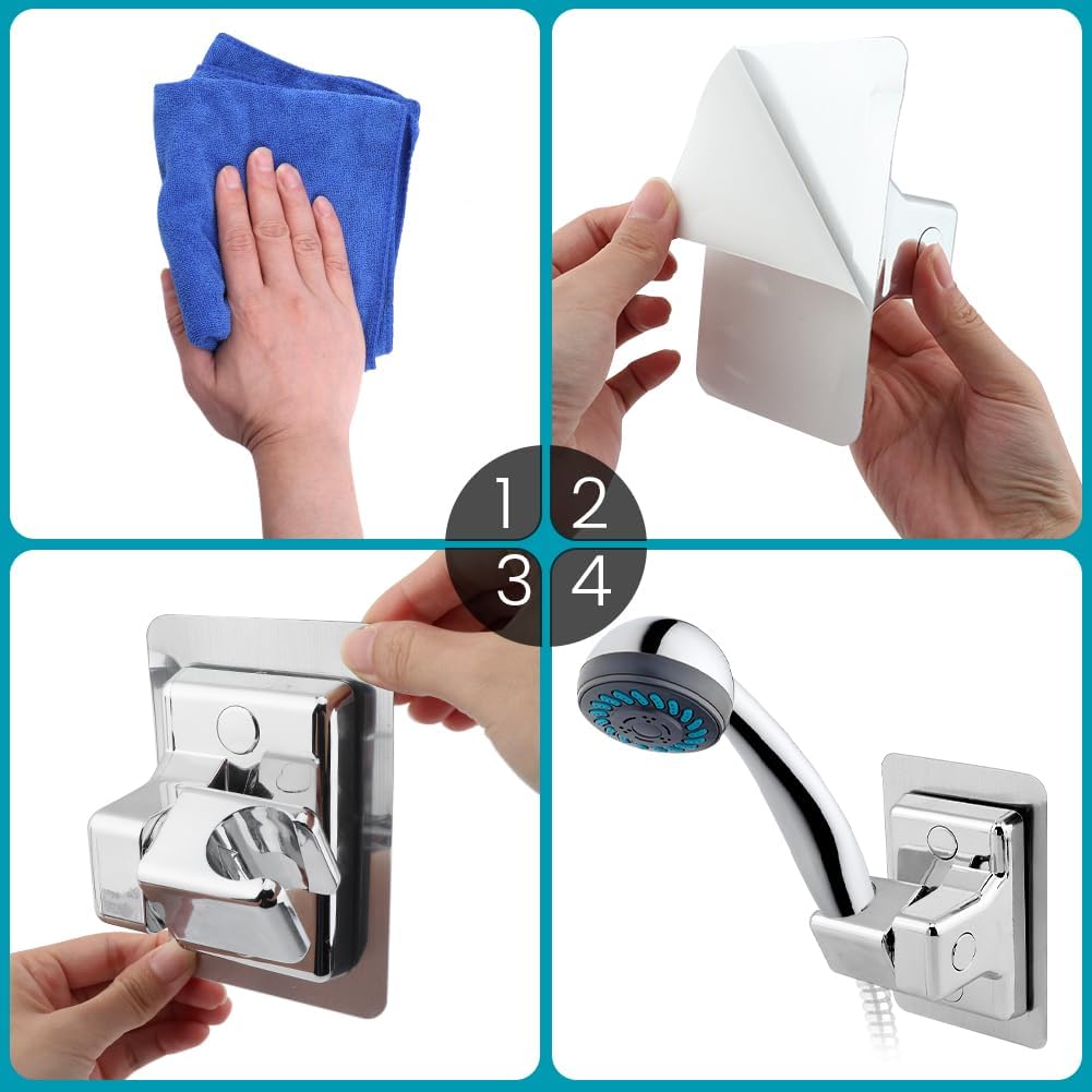 Support de pommeau de douche rotatif à 360°- Sans perçage - Support de douche universel pour douchette ou pommeau de douche - 5