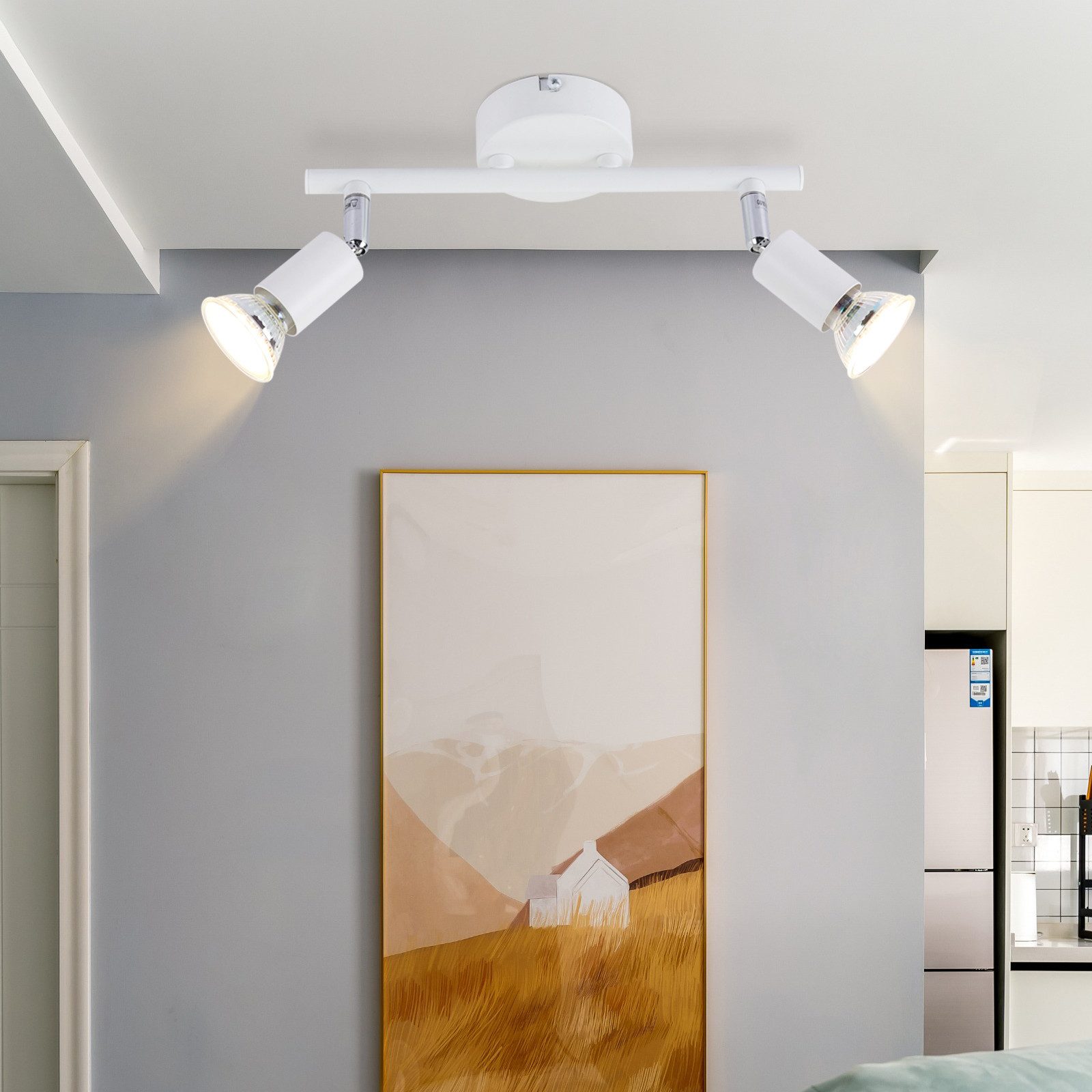 NETTLIFE Plafonnier LED 2 spots GU10 - Spot de Plafond Lampe de Plafond Moderne Intérieur Blanc pour Salon Salle de Bain Cuisine Bureau - 6