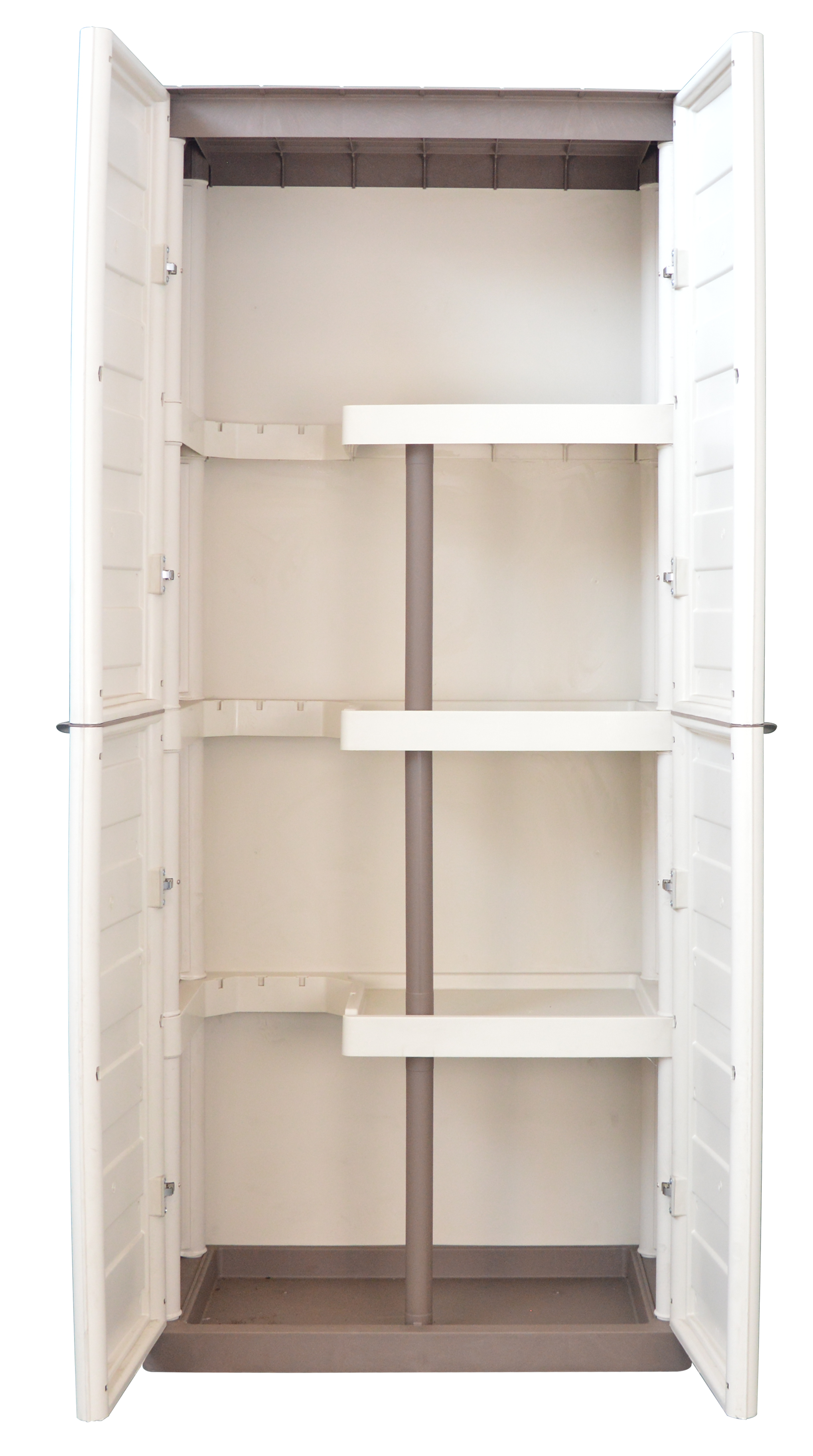 Armoire porte-balais en plastique en polypropylène, couleur ivoire et taupe, L 700 x P 390 x H 1 650 mm - 3