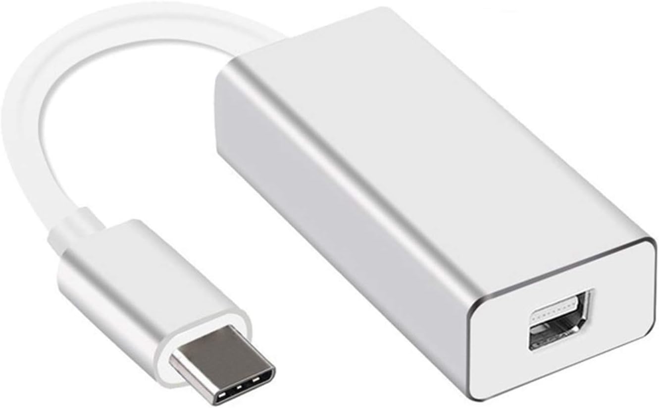 Srebrny adapter USB-C do Mini DisplayPort, konwerter Type-C do Mini DP Kompatybilny z MacBook Pro, Chromebookiem, Dell XPS Konwertuj na LED Cinema