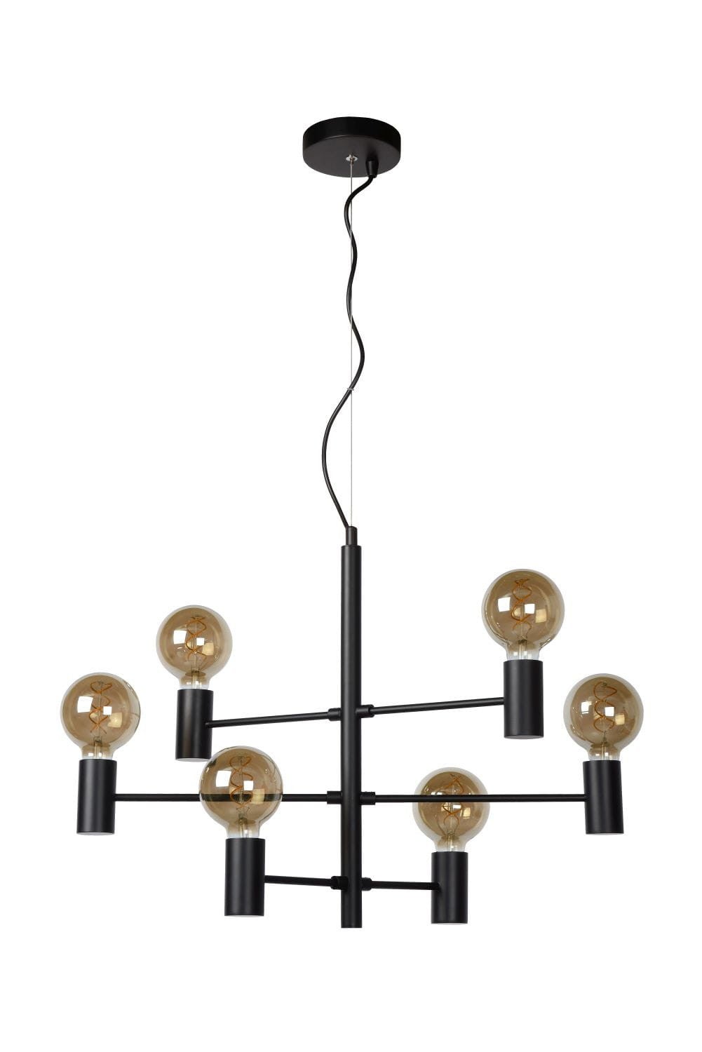 Suspension LEANNE - Noir - 6xE27 - Lucide - 2