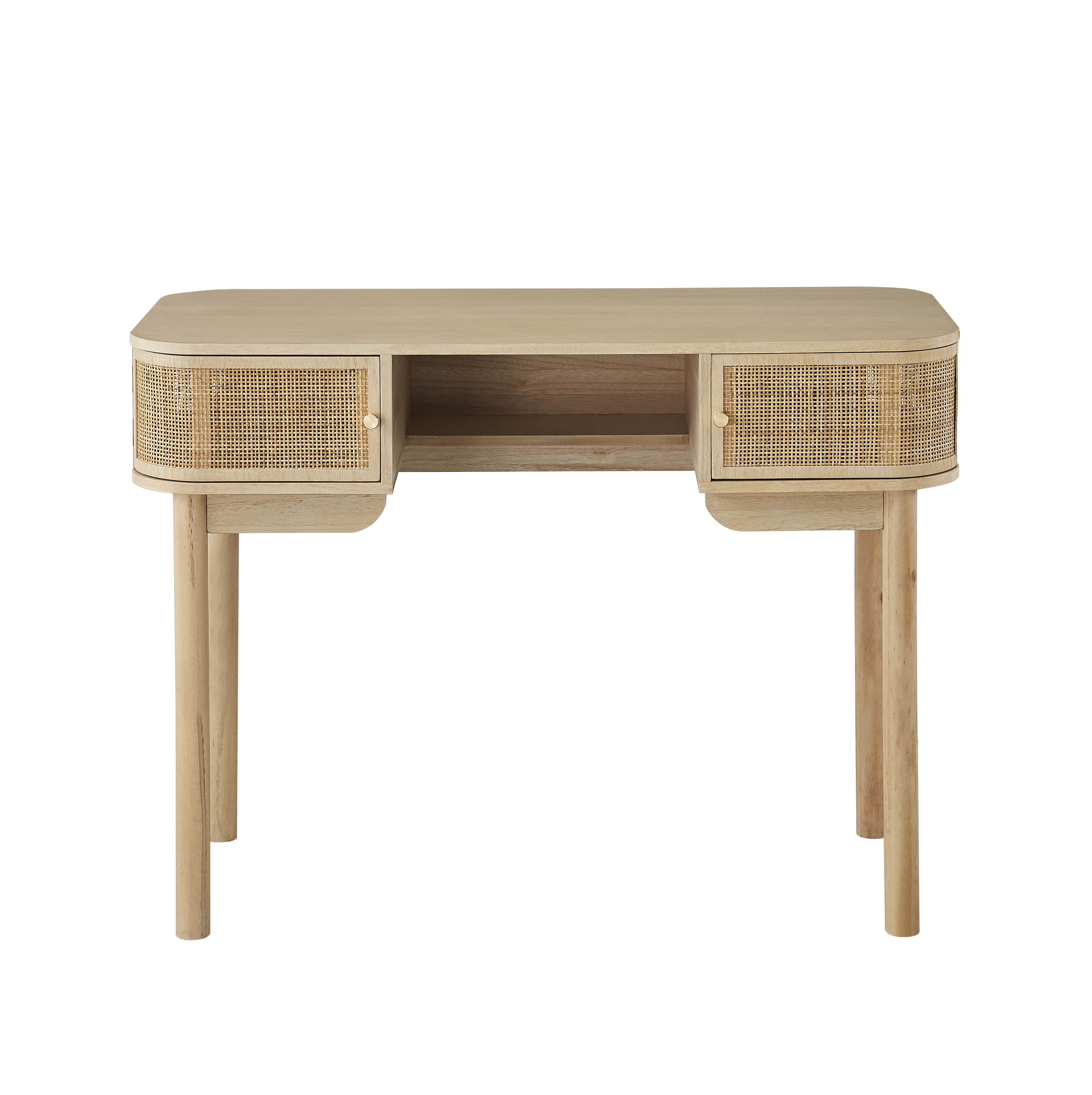 Nordlys - Bureau en Bois avec 2 Portes Rotin Marron - 6