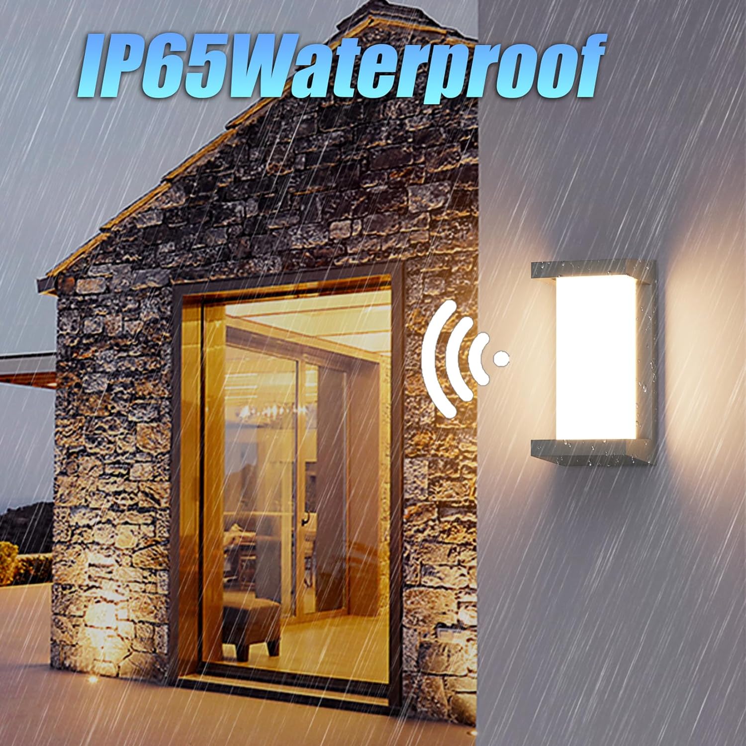 Applique murale LED--2pcs 18W Applique murale avec détecteur de mouvement, IP65 Waterproof Wall Light, 3000K, 1200 Lumens - 2