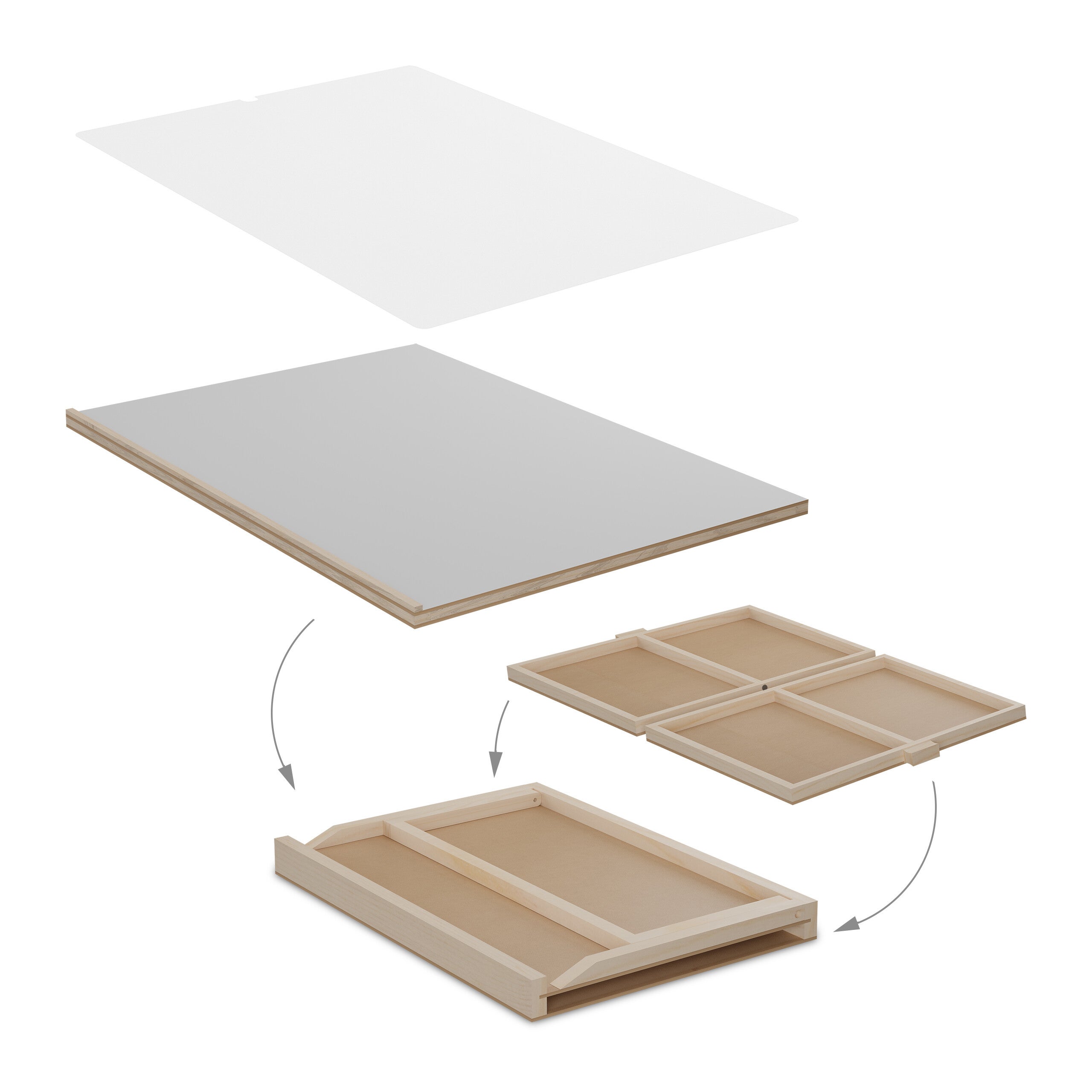 Plateau pour puzzle allant jusqu'à 1 000 pièces, ergonomique, 2 tiroirs, bois de pin, nature et gris, Relaxdays - 5