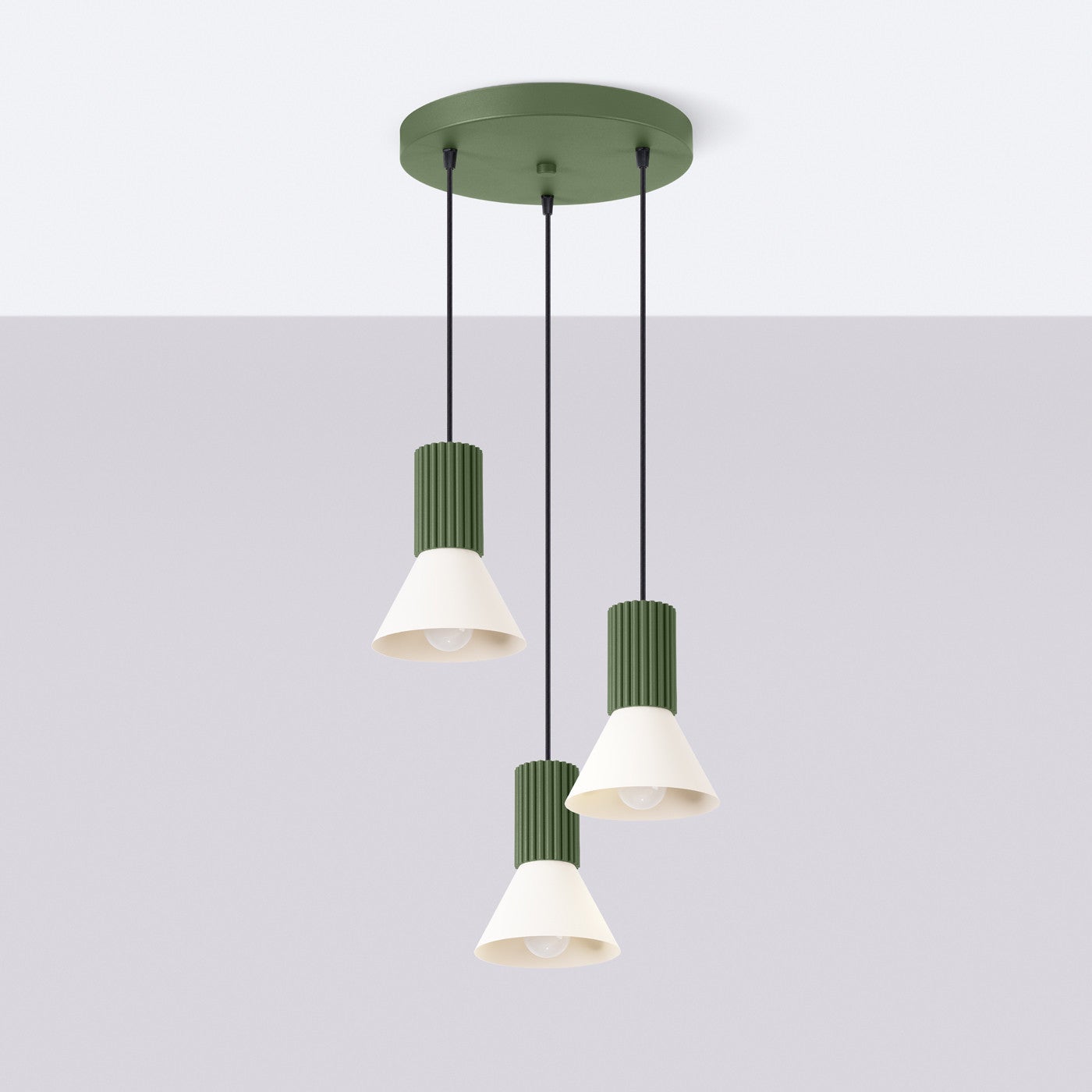 Lampa sufitowa ryflowana ESTRIA zielono-beżowa 3xE14x15W metal wym:120x30x30cm IP20 Sollux Lighting - 3