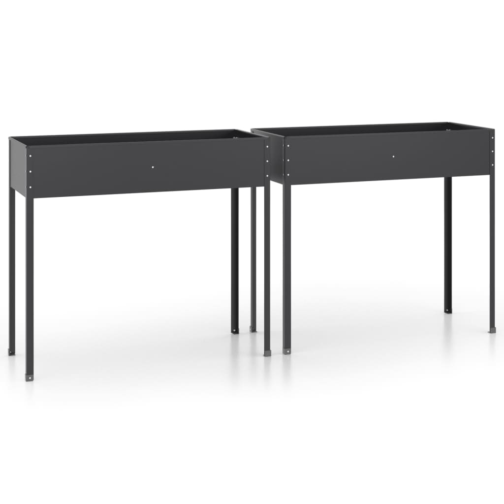 Maison Exclusive - Fioriere da Giardino 2 pz Antracite Acciaio Zincato - 2