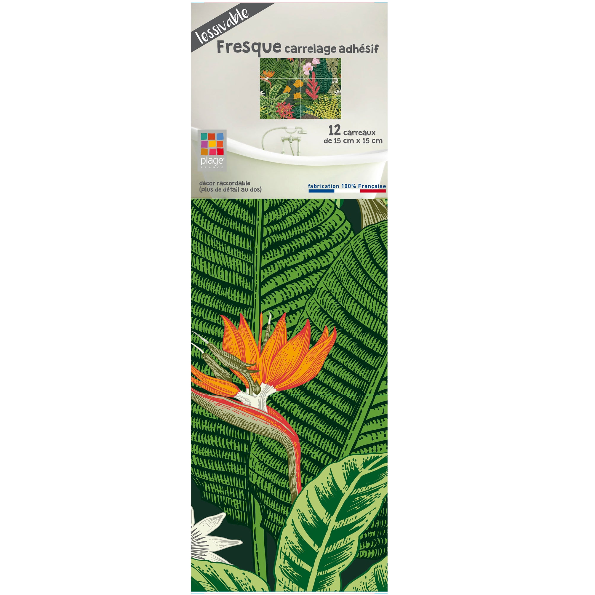 Pegatina adhesiva de vivienda, mezcla de plantas tropicales con sus flores coloridas, x12, 15 cm x 15 cm - 5