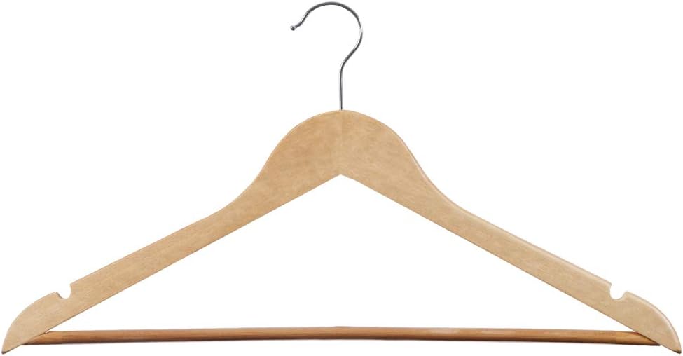 CASA COM-FORT | Pacote com 10 cabides de madeira antiderrapantes | Cor Natural | Design fino e elegante | Madeira maciça - 4