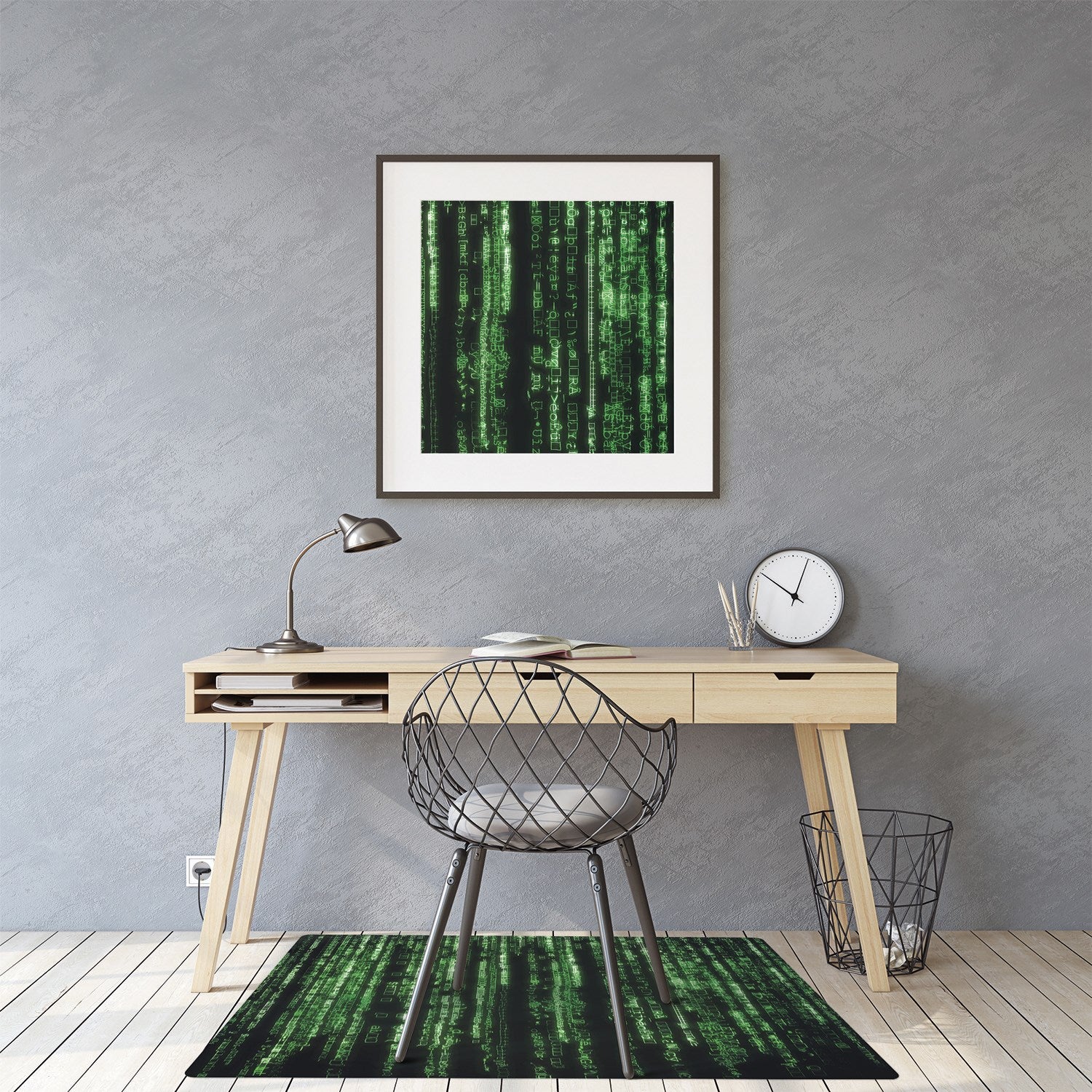 Podkładka pod krzesło biurowe, Cyfrowy ciąg znaków 140x100 cm naturalna – Tulup - 3