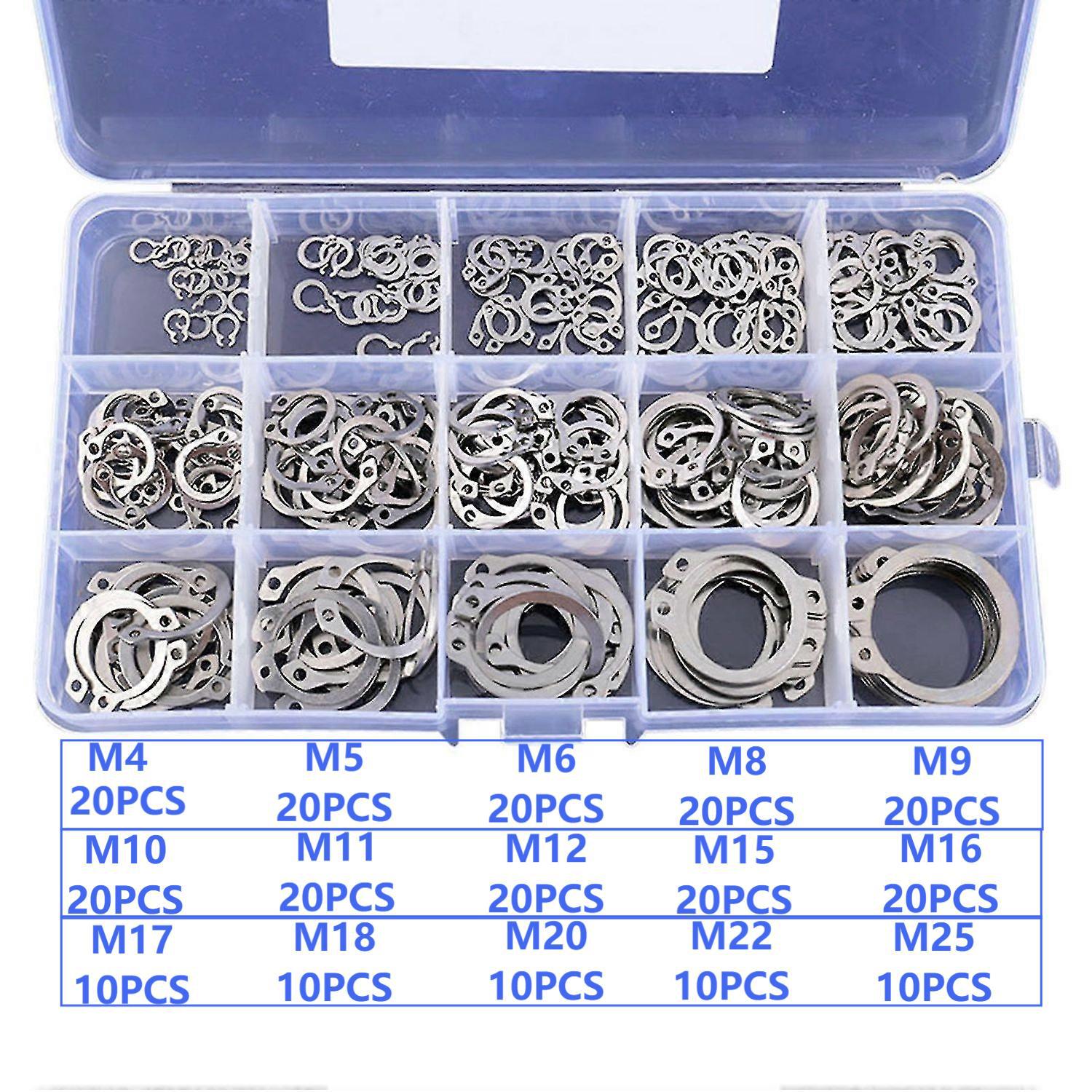 URB - Lot De 225 Anneaux De Retenue En Caoutchouc Pour Circlips -bague