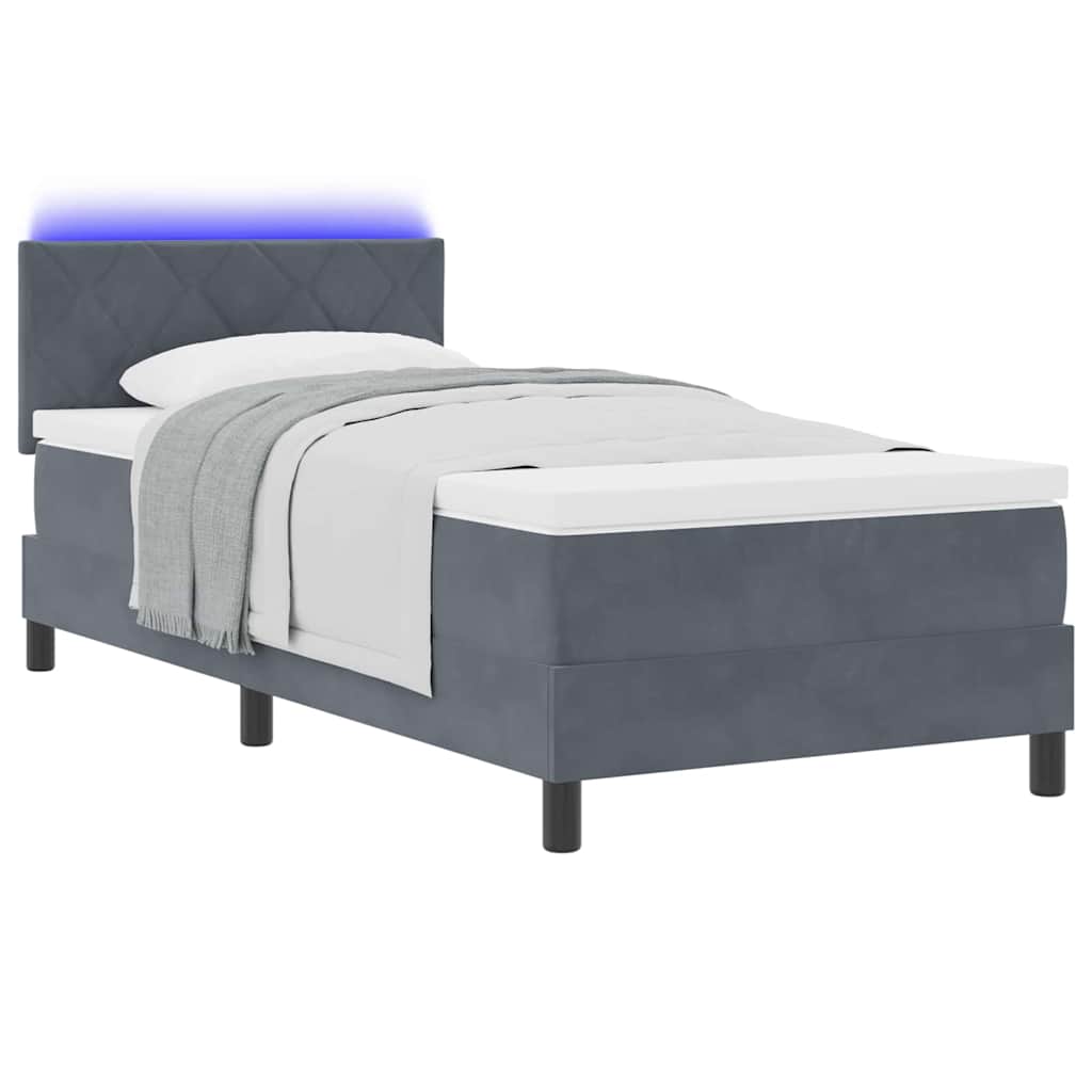 Cadre de lit avec matelas Gris foncé 90 x 200 cm Velours - 3