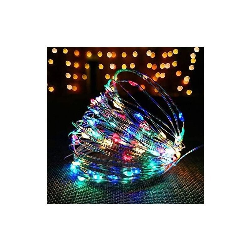 Girlanda świetlna LED 100 LED z drutu miedzianego z portem USB, 10 m, z pilotem, 8 programów (wielokolorowa)