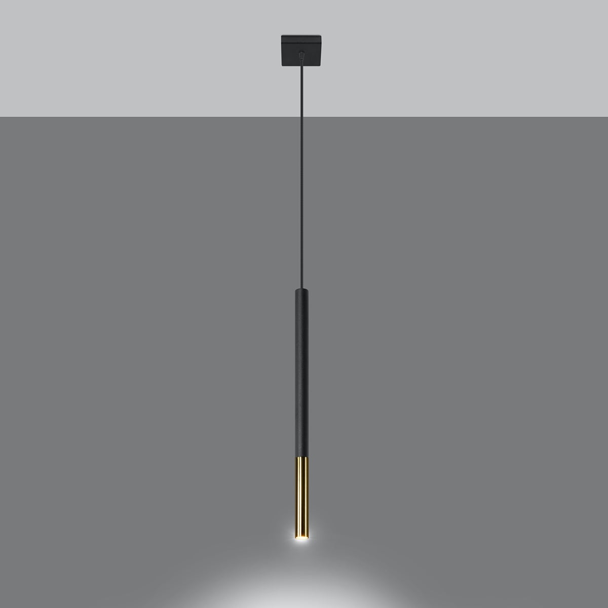Lampa wisząca FLAR 1 czarny/złoto LED 3000K - 8x8x100cm Sollux