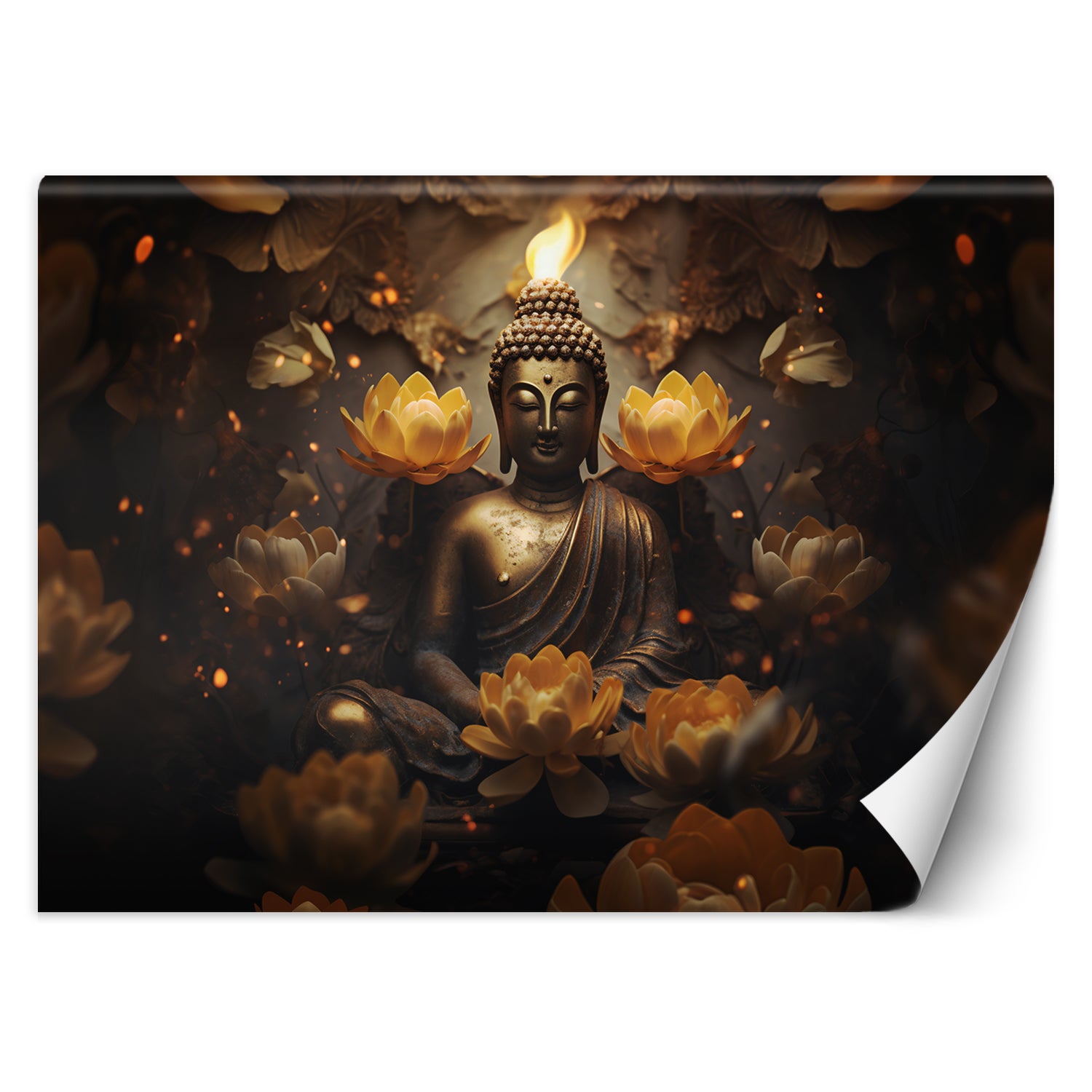 Fototapeta, Złoty Budda i kwiaty lotosu 250x175