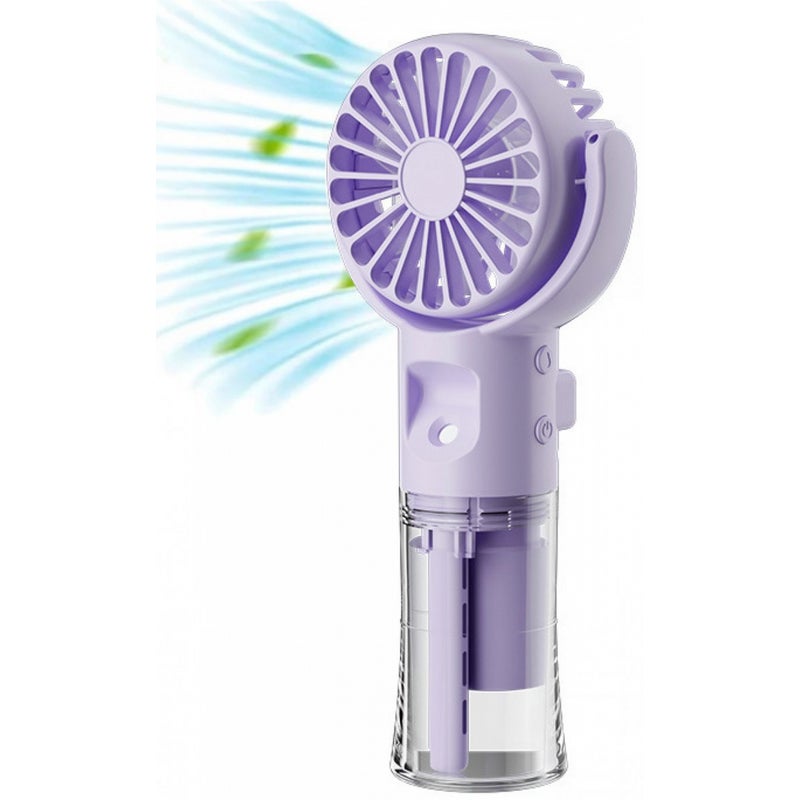Przenośny wentylator - Wentylator z mgiełką wodną - Miniaturowy wentylator ręczny - Akumulatorowy - Fioletowy