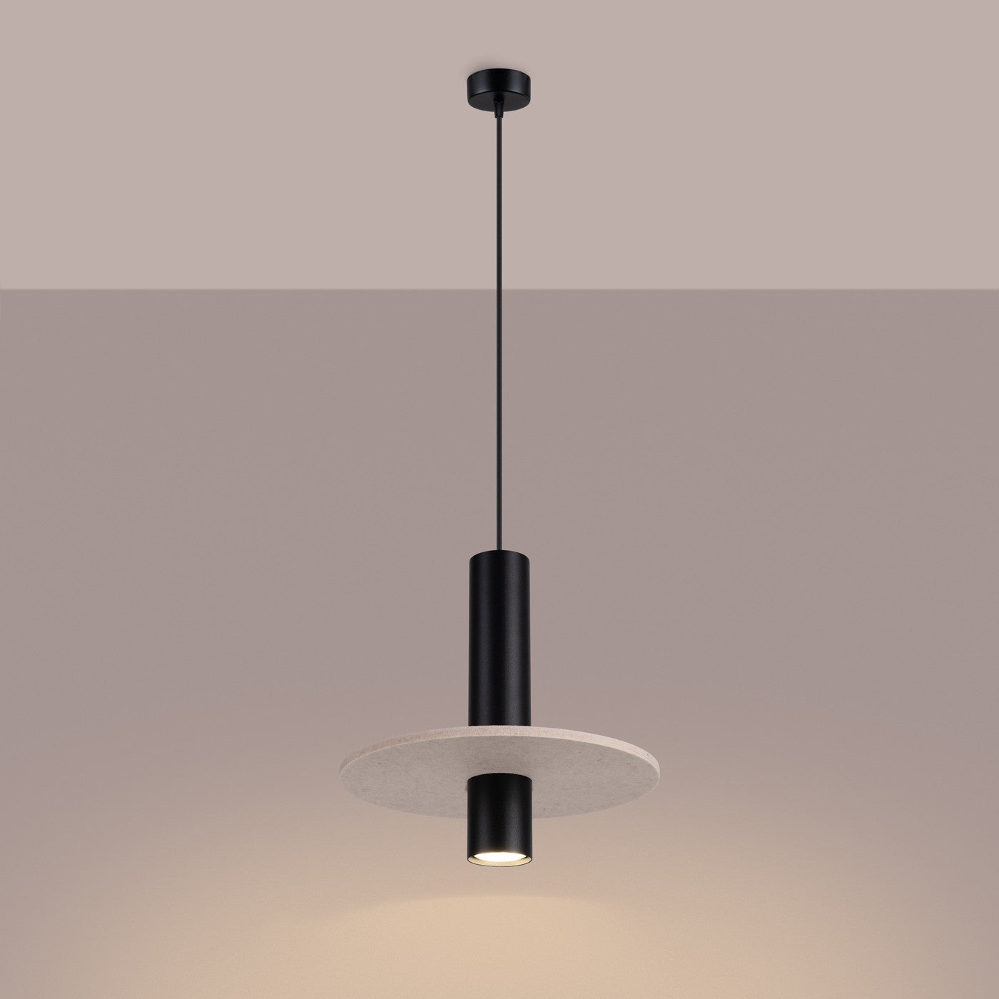 Lampa sufitowa filcowy krążek PELTA beżowa 1xGU10x10W filc wym:126x30x30cm IP20 Sollux Lighting - 4